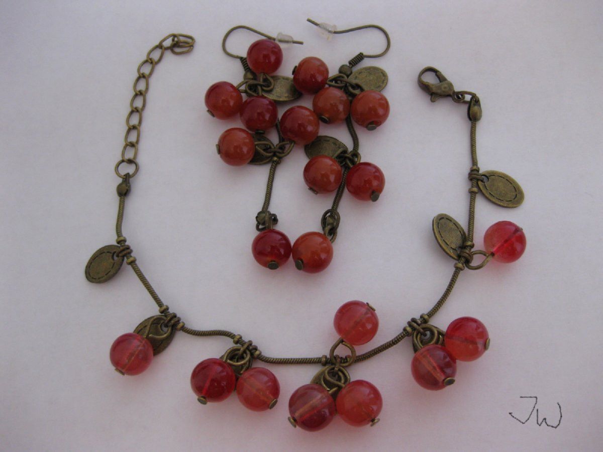 Handmade Red Sweet Cherry Jewelry Set Size ONE SIZE - 1 Thumbnail