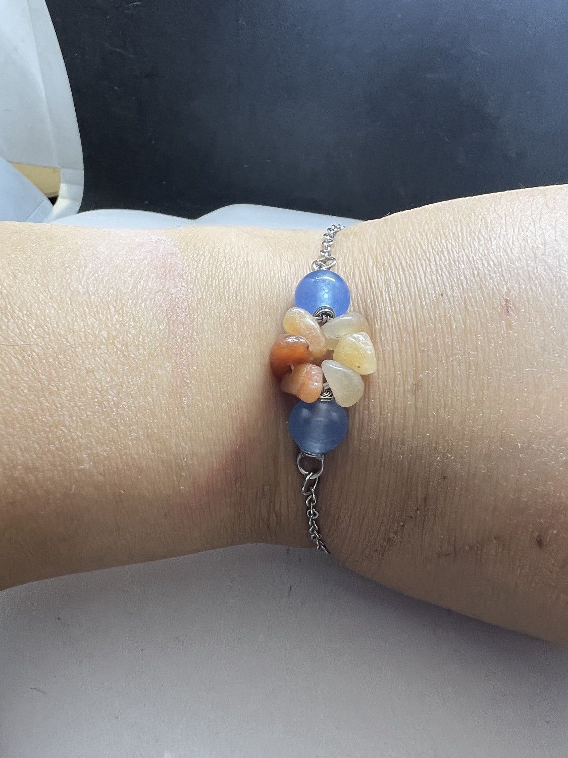 Handmade Orange quartz chain bracelet with Crystal beads Size ONE SIZE - 4 Thumbnail