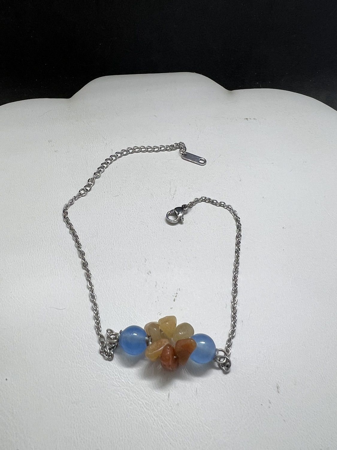 Handmade Orange quartz chain bracelet with Crystal beads Size ONE SIZE - 1 Thumbnail