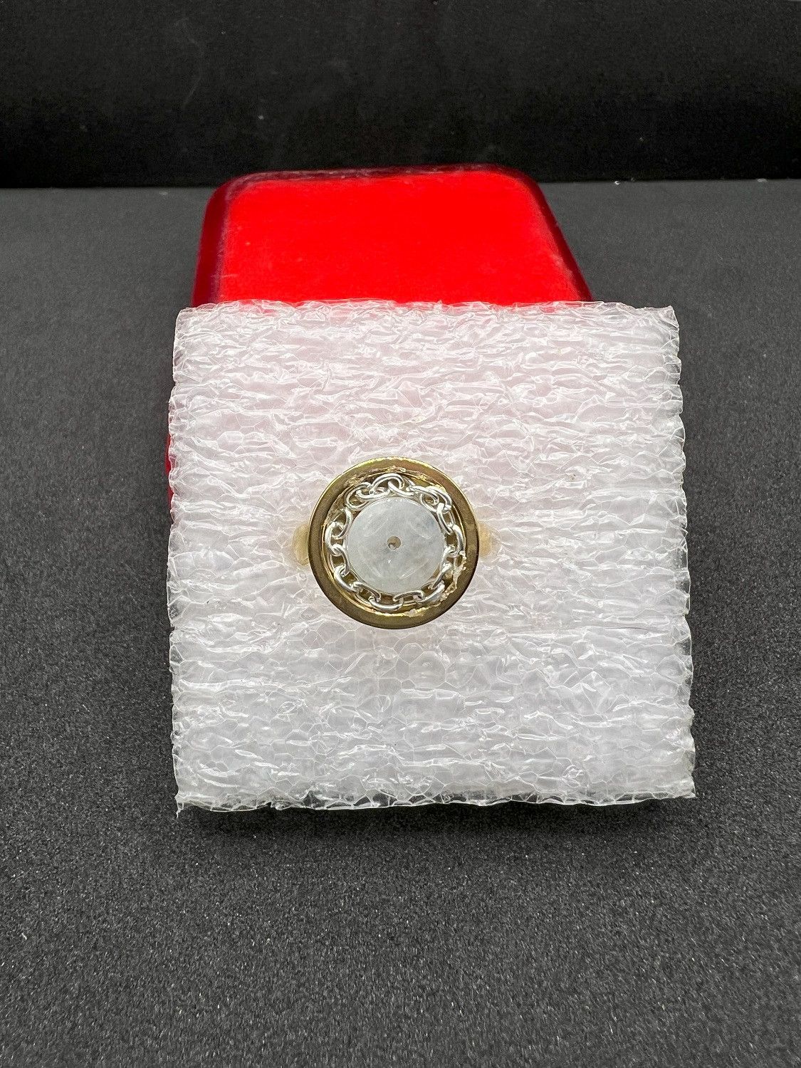 Designer Coin Jade Golden Ring with chain - Size 7.25 Size ONE SIZE - 1 Thumbnail