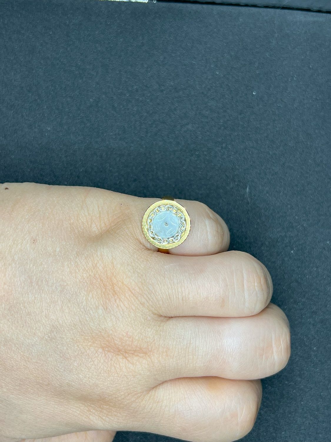 Designer Coin Jade Golden Ring with chain - Size 7.25 Size ONE SIZE - 3 Thumbnail