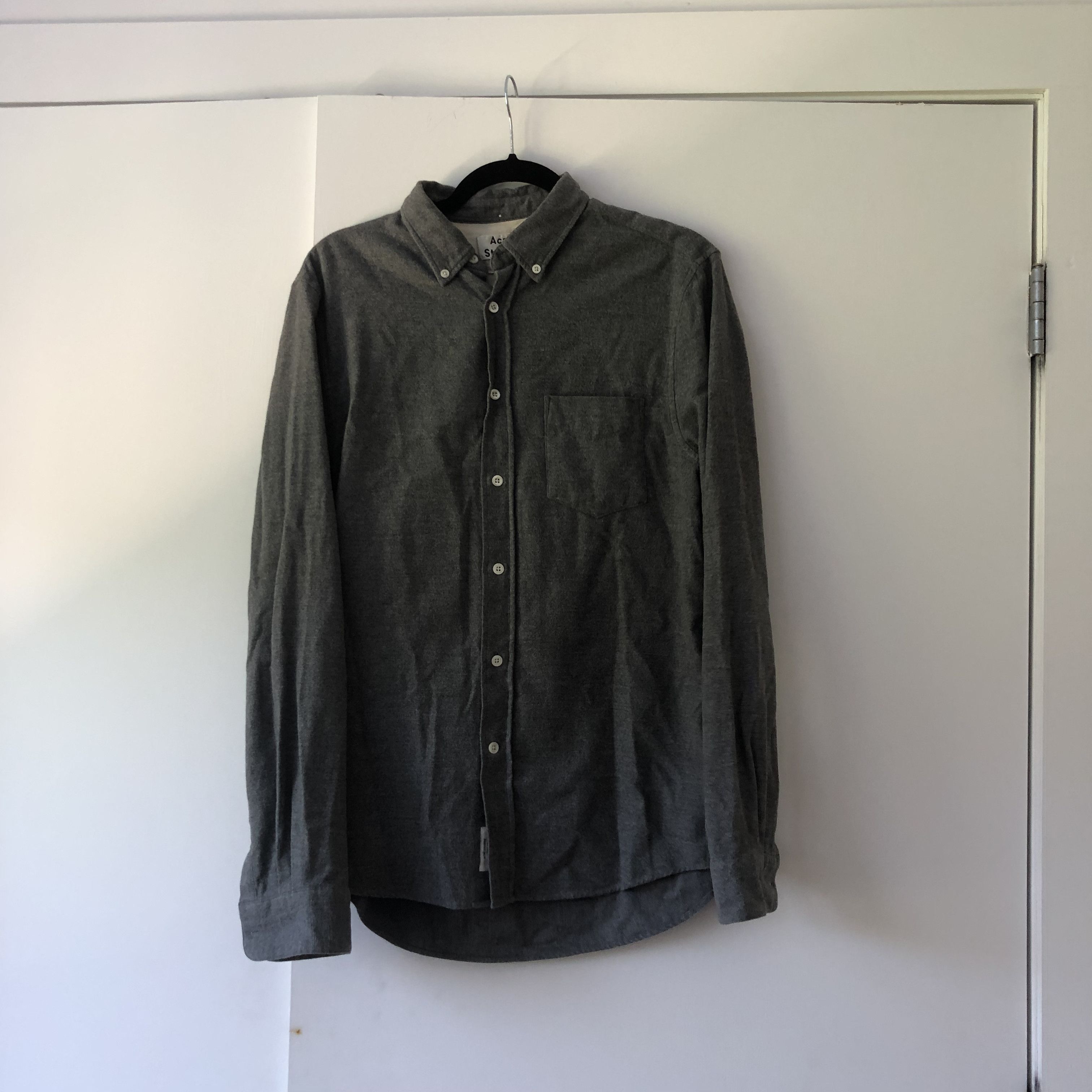 image of Acne Studios Button Up Shirt in Grey, Men's (Size Medium)