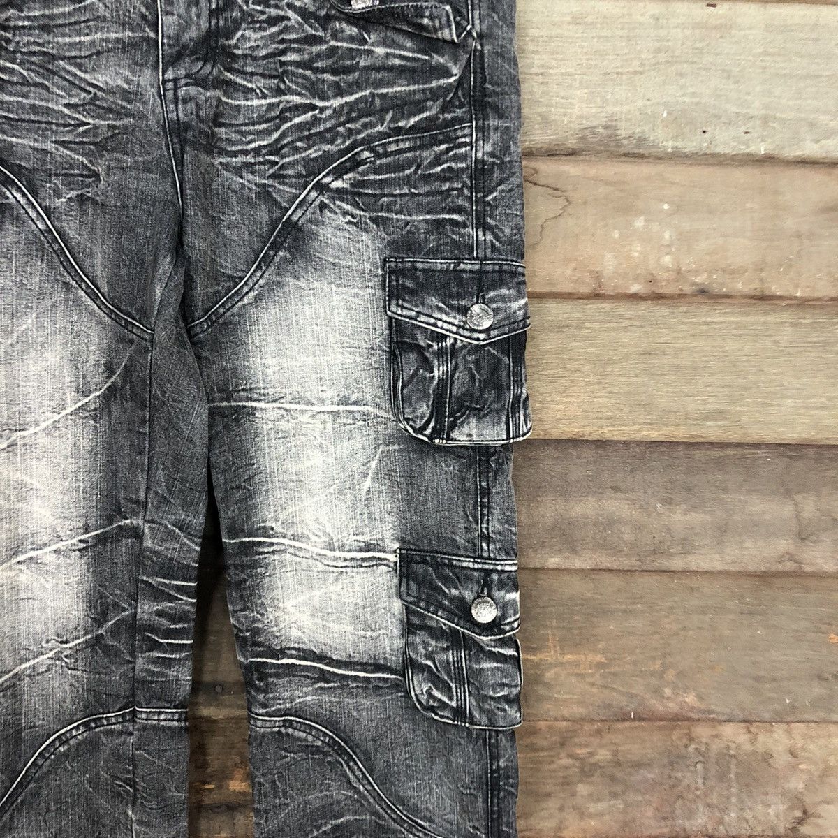 Other Lowbox Black Multipocket Denim Jeans Cargo Pants #A016 Size US 32 / EU 48 - 5 Thumbnail