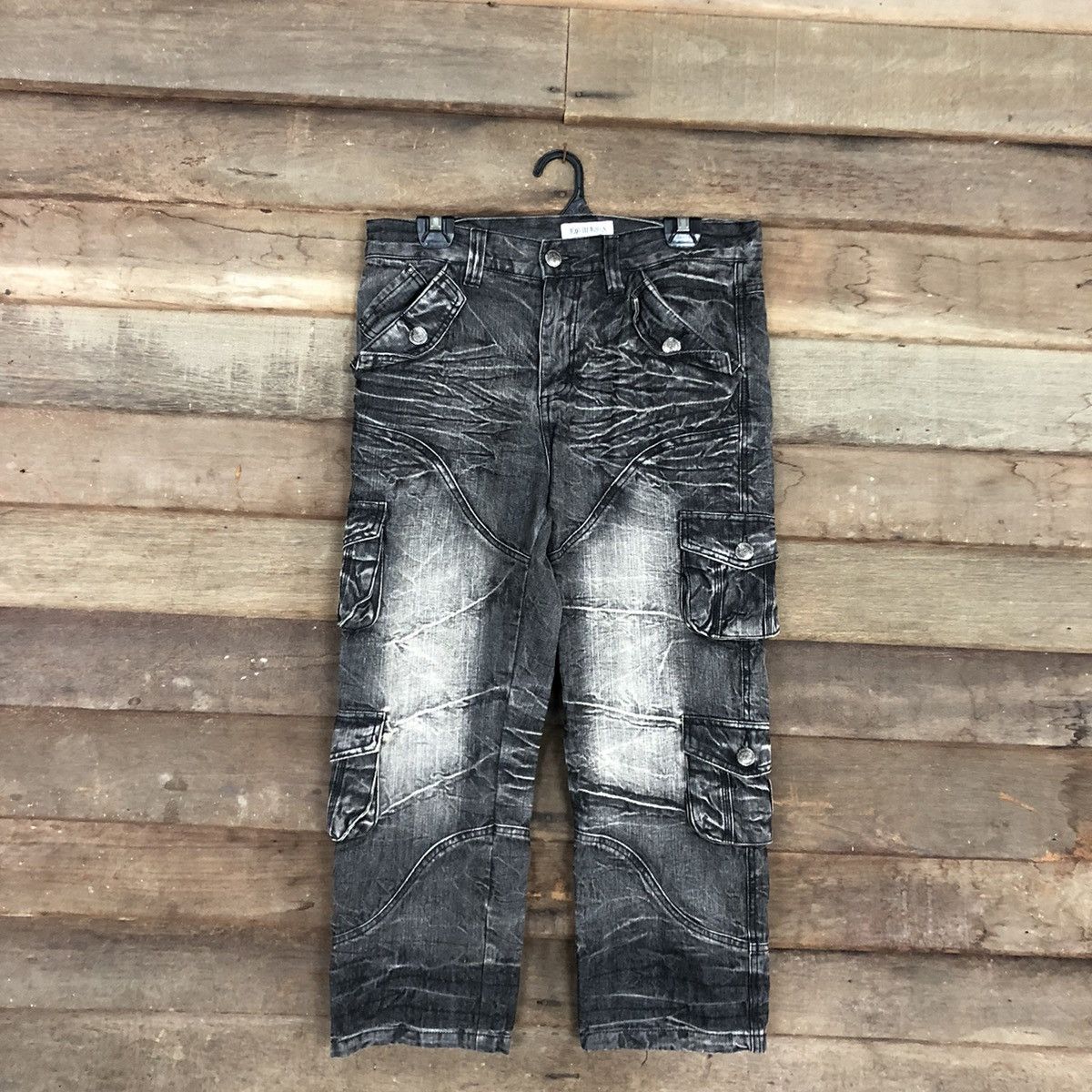 Other Lowbox Black Multipocket Denim Jeans Cargo Pants #A016 Size US 32 / EU 48 - 1 Thumbnail