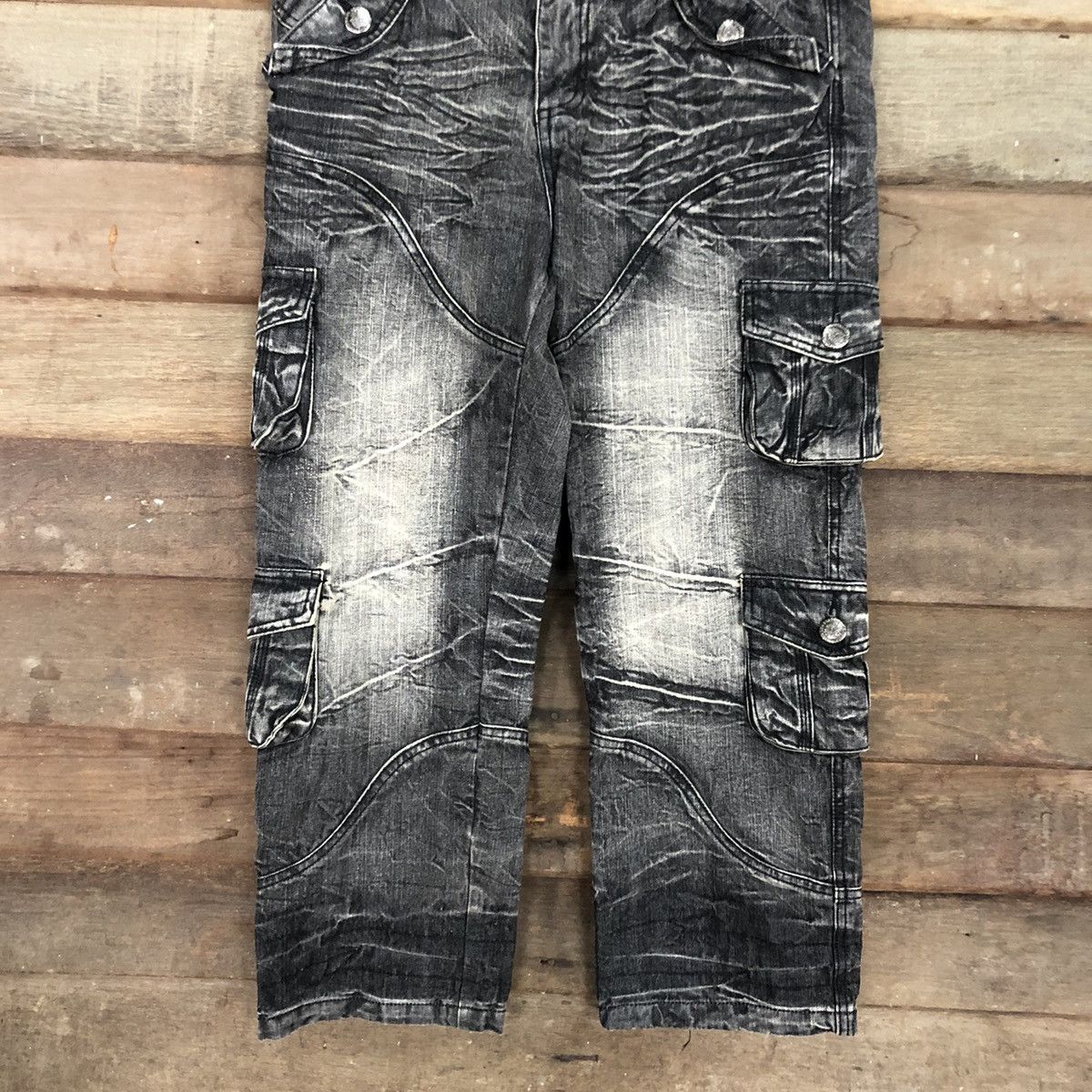 Other Lowbox Black Multipocket Denim Jeans Cargo Pants #A016 Size US 32 / EU 48 - 3 Thumbnail