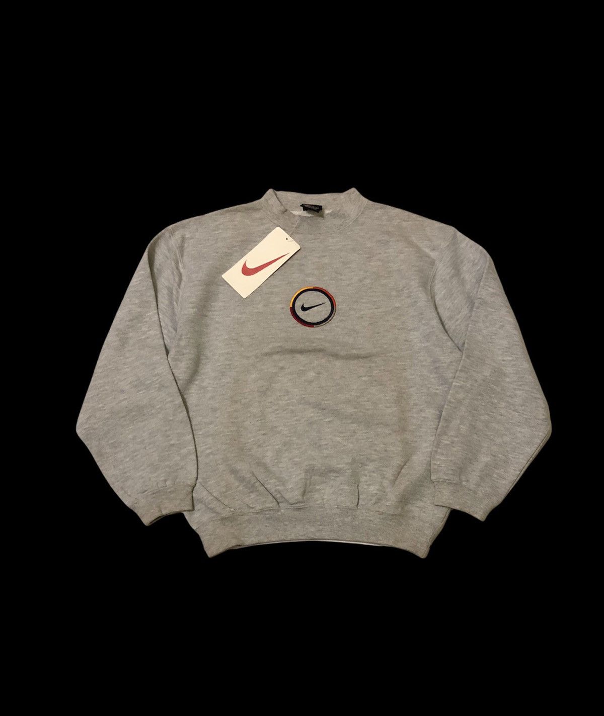 Image of Vintage Dead Stock With Deffect Nike Centre Logo Sweatshirt in Grey, Men's (Size XS)