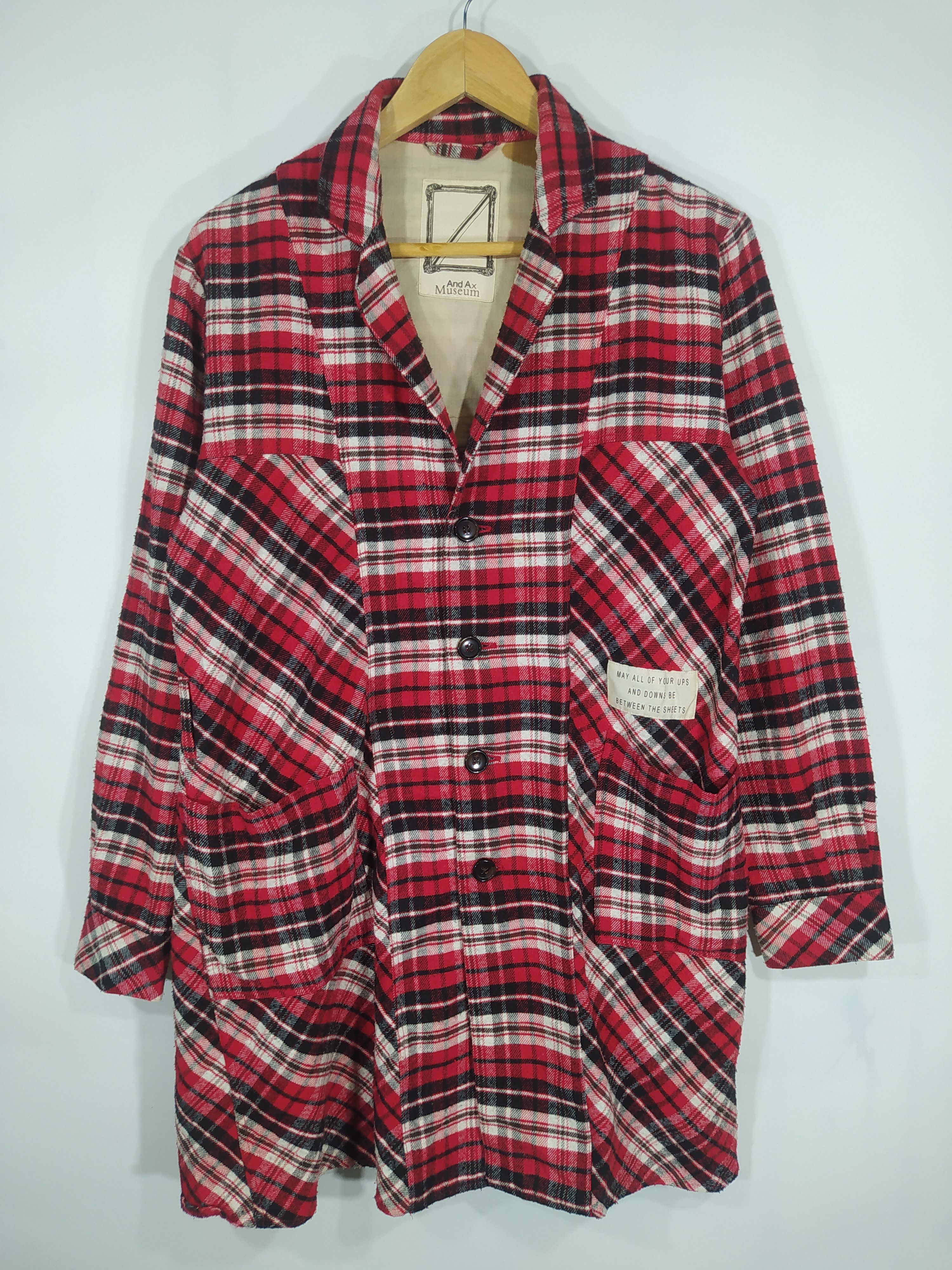 image of Archival Clothing x Avant Garde And Ax Museum Checkered Long Flannel Jacket, Men's (Size Small)