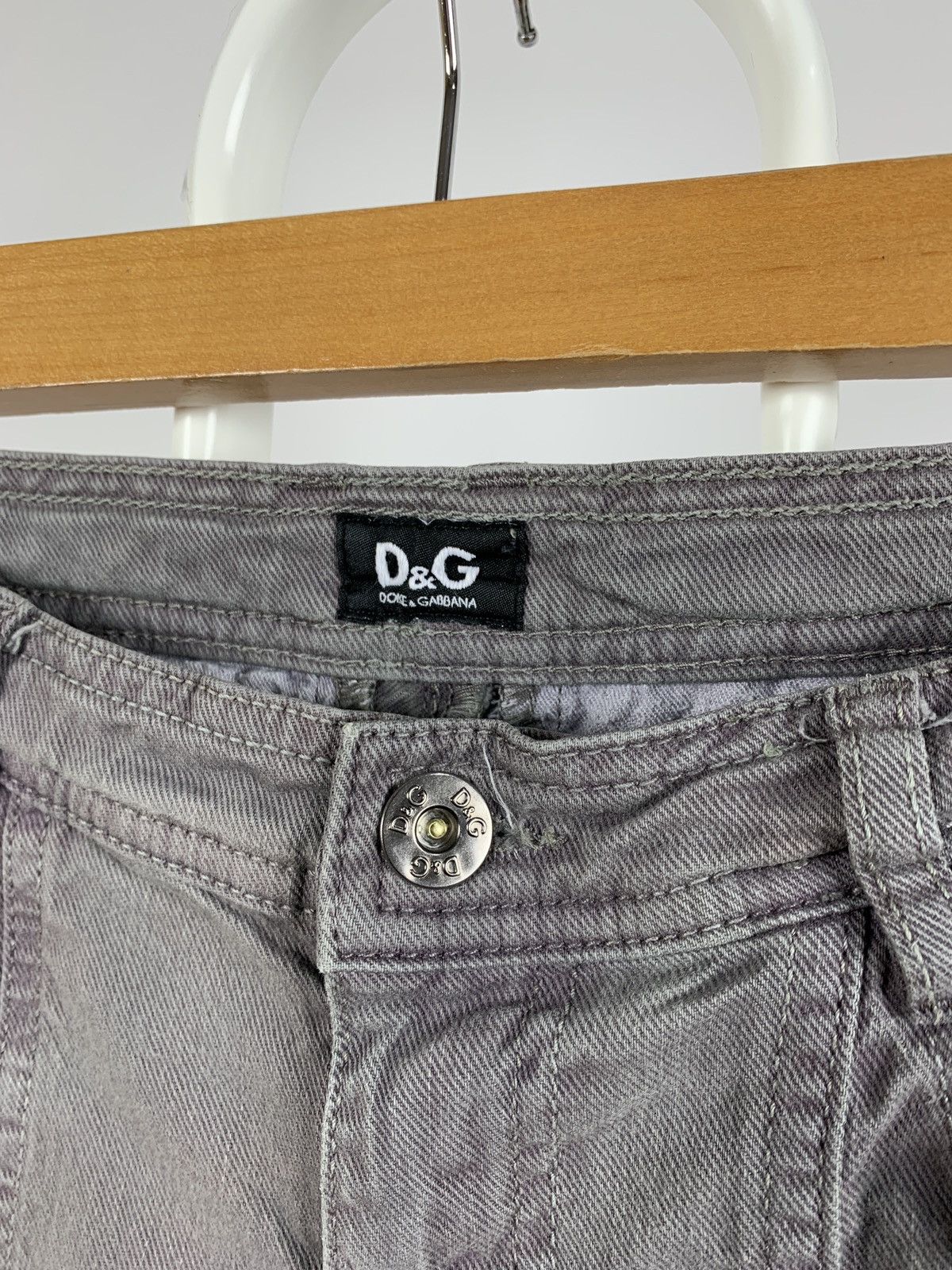 Dolce & Gabbana Vintage Dolce&Gabbana Women’s Faded Grey Cargo Denim Pants Size 26" / US 2 / IT 38 - 13 Thumbnail