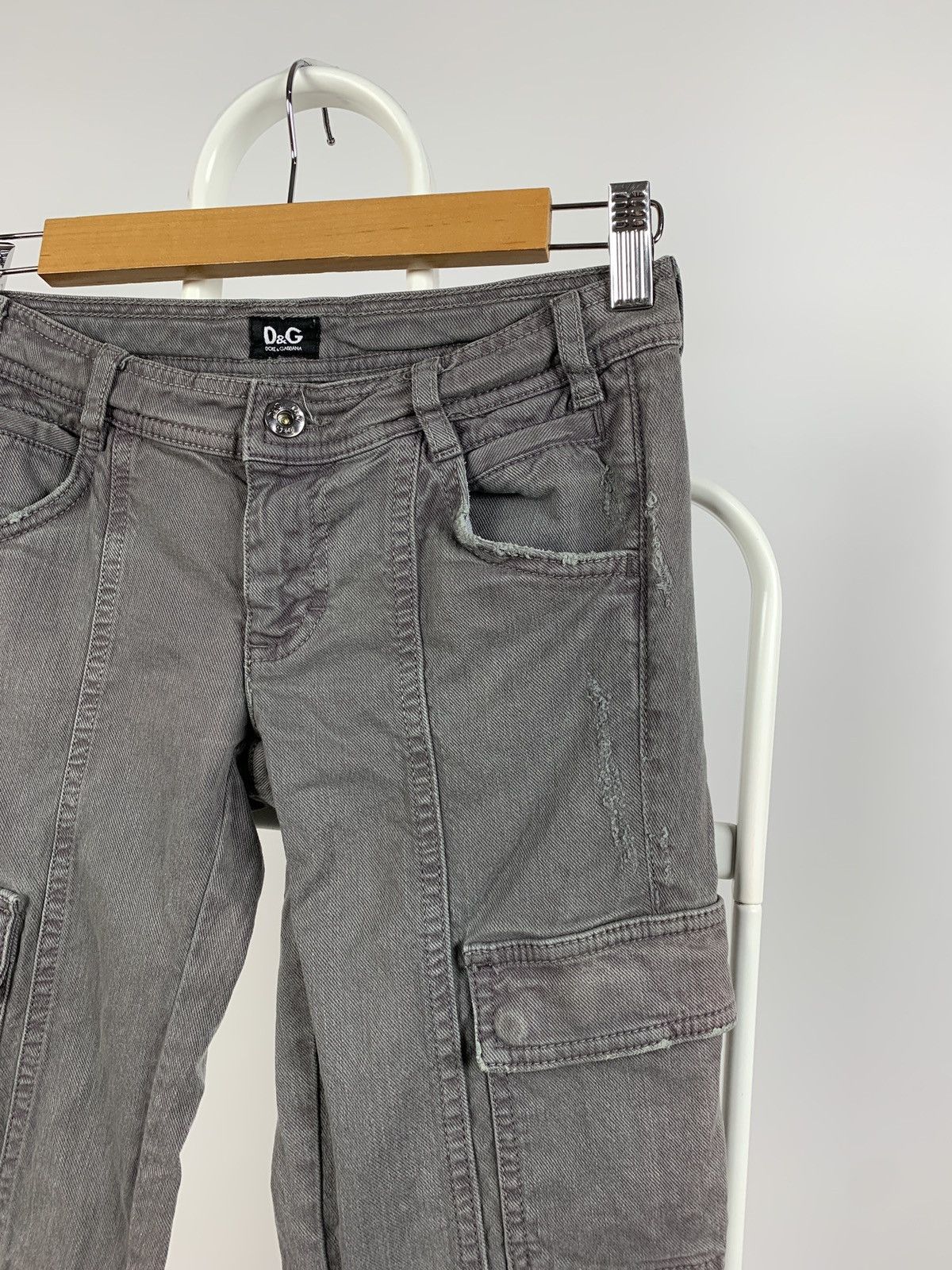 Dolce & Gabbana Vintage Dolce&Gabbana Women’s Faded Grey Cargo Denim Pants Size 26" / US 2 / IT 38 - 4 Thumbnail