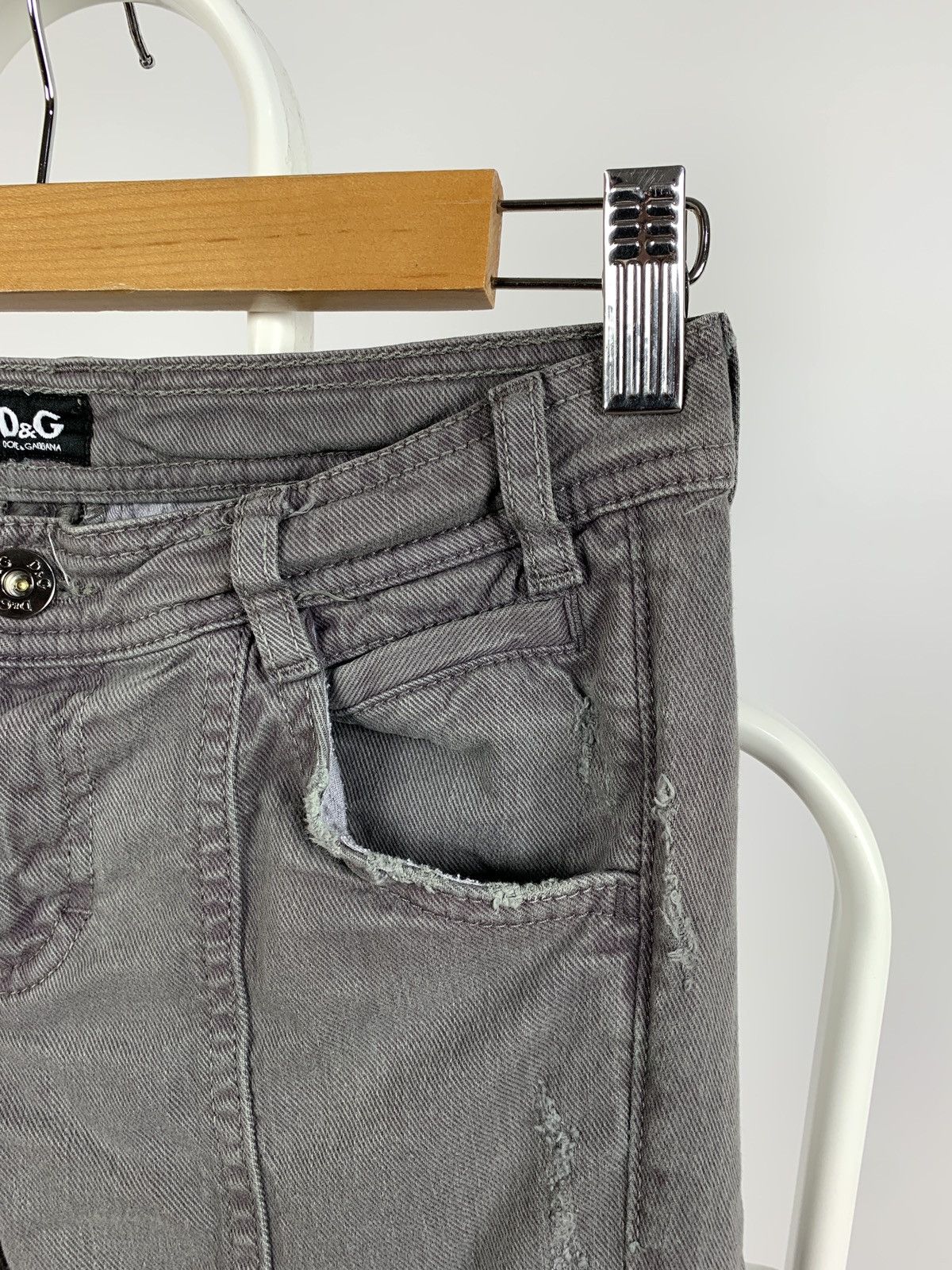 Dolce & Gabbana Vintage Dolce&Gabbana Women’s Faded Grey Cargo Denim Pants Size 26" / US 2 / IT 38 - 14 Thumbnail