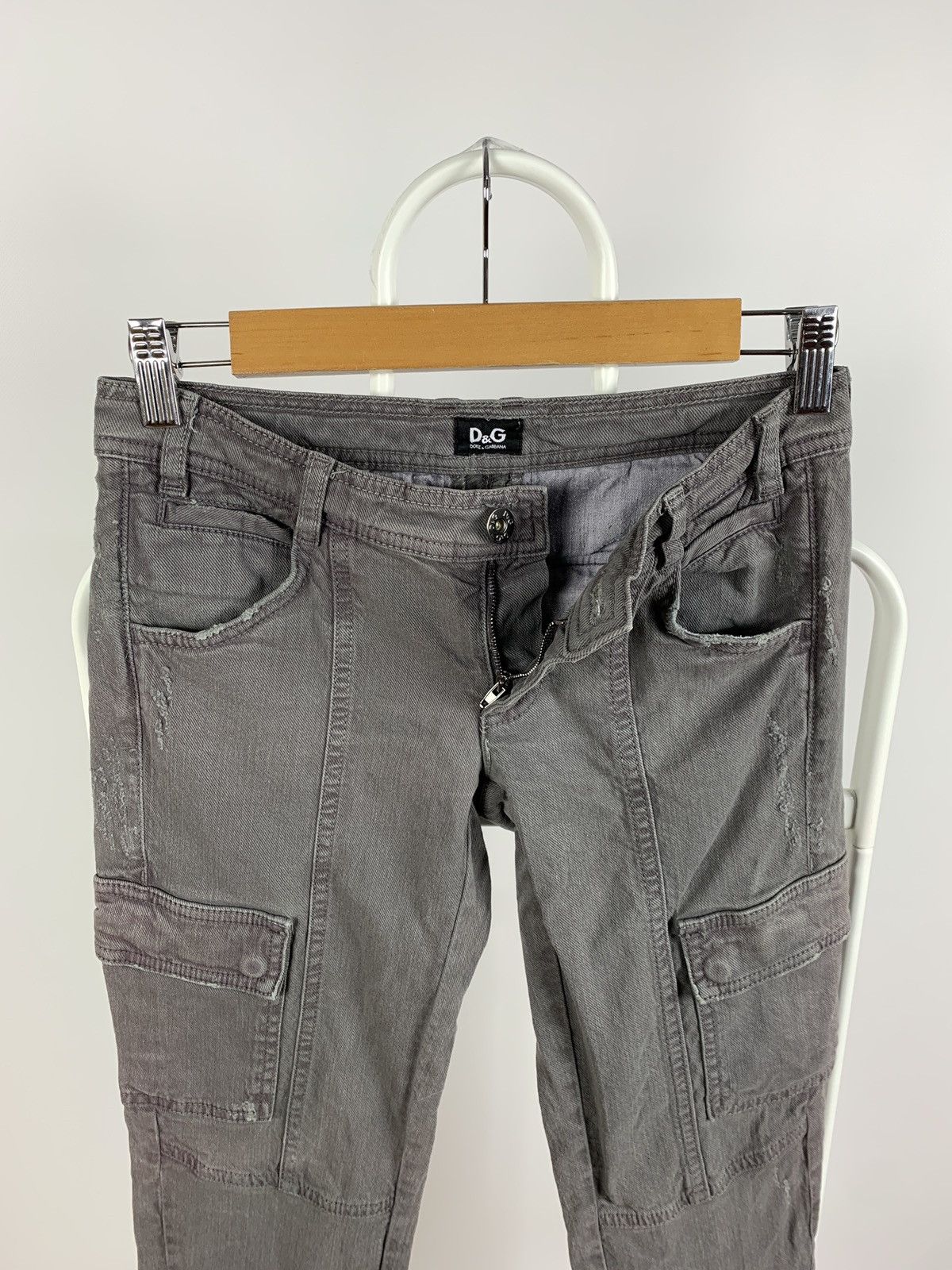 Dolce & Gabbana Vintage Dolce&Gabbana Women’s Faded Grey Cargo Denim Pants Size 26" / US 2 / IT 38 - 6 Thumbnail