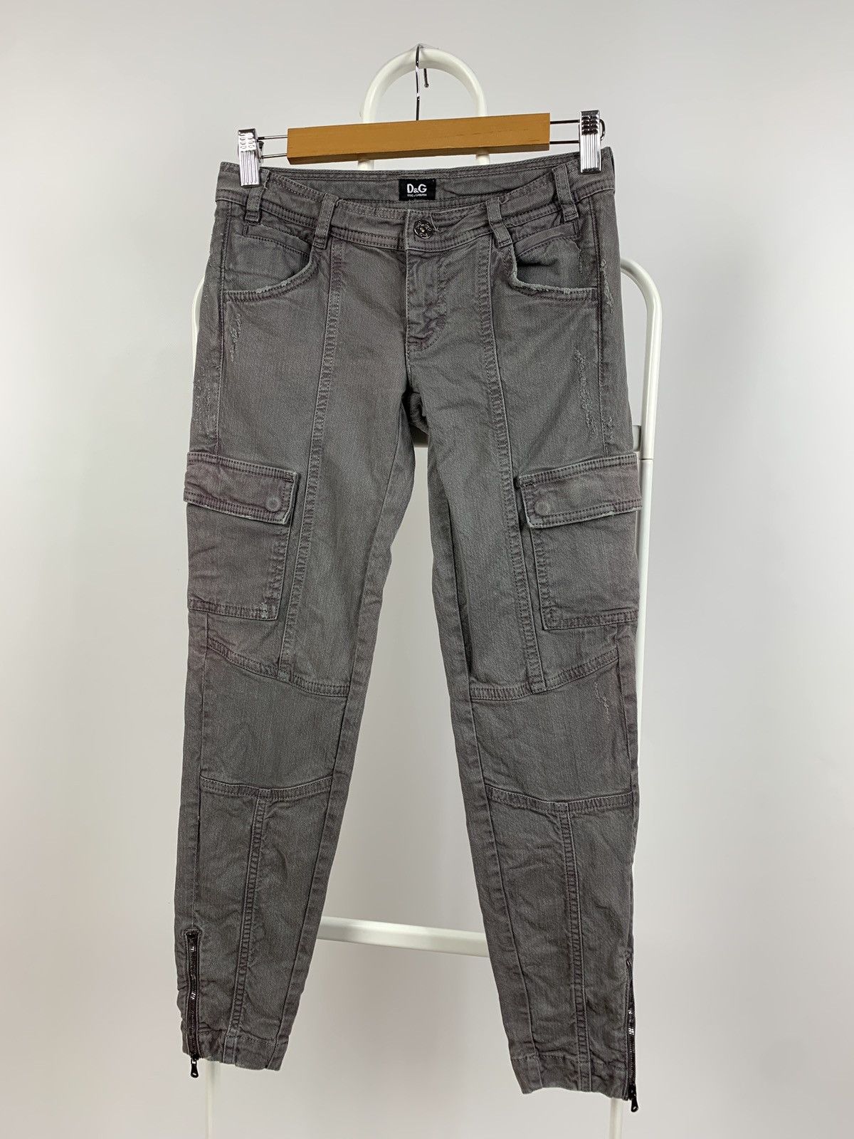 Dolce & Gabbana Vintage Dolce&Gabbana Women’s Faded Grey Cargo Denim Pants Size 26" / US 2 / IT 38 - 1 Thumbnail