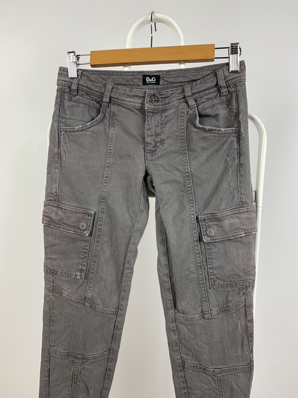 Dolce & Gabbana Vintage Dolce&Gabbana Women’s Faded Grey Cargo Denim Pants Size 26" / US 2 / IT 38 - 3 Thumbnail