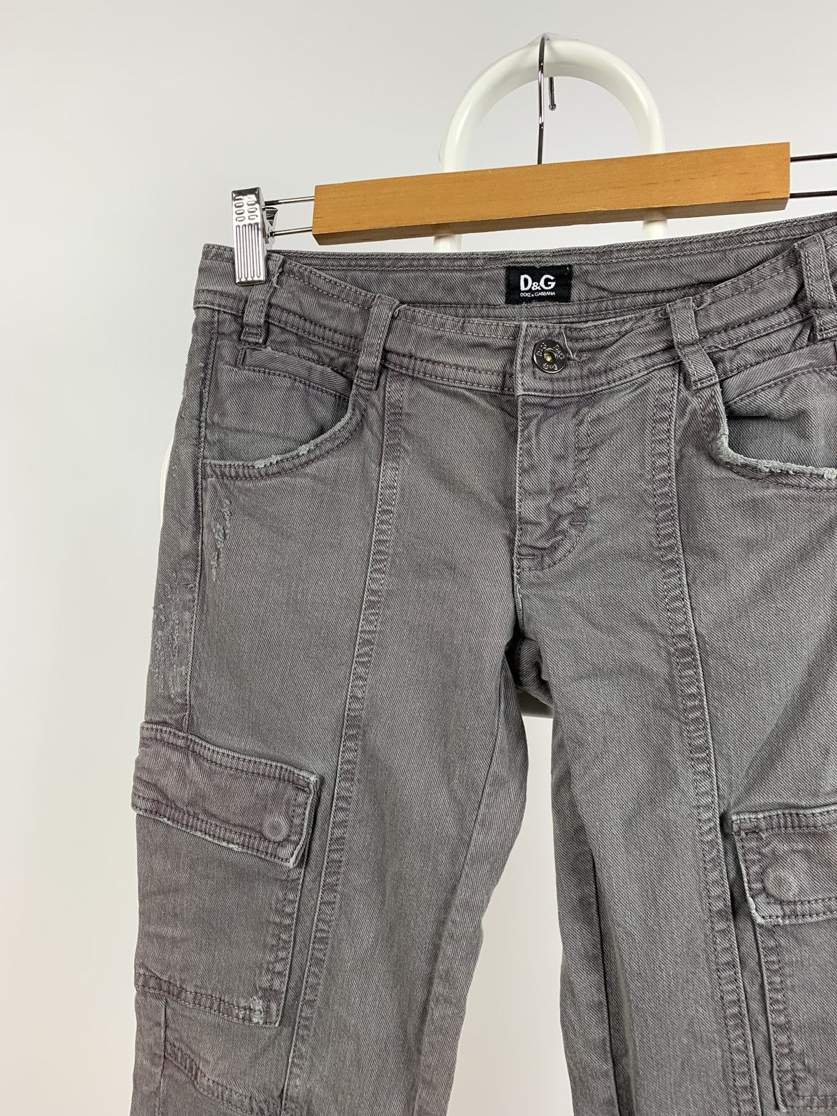 Dolce & Gabbana Vintage Dolce&Gabbana Women’s Faded Grey Cargo Denim Pants Size 26" / US 2 / IT 38 - 5 Thumbnail