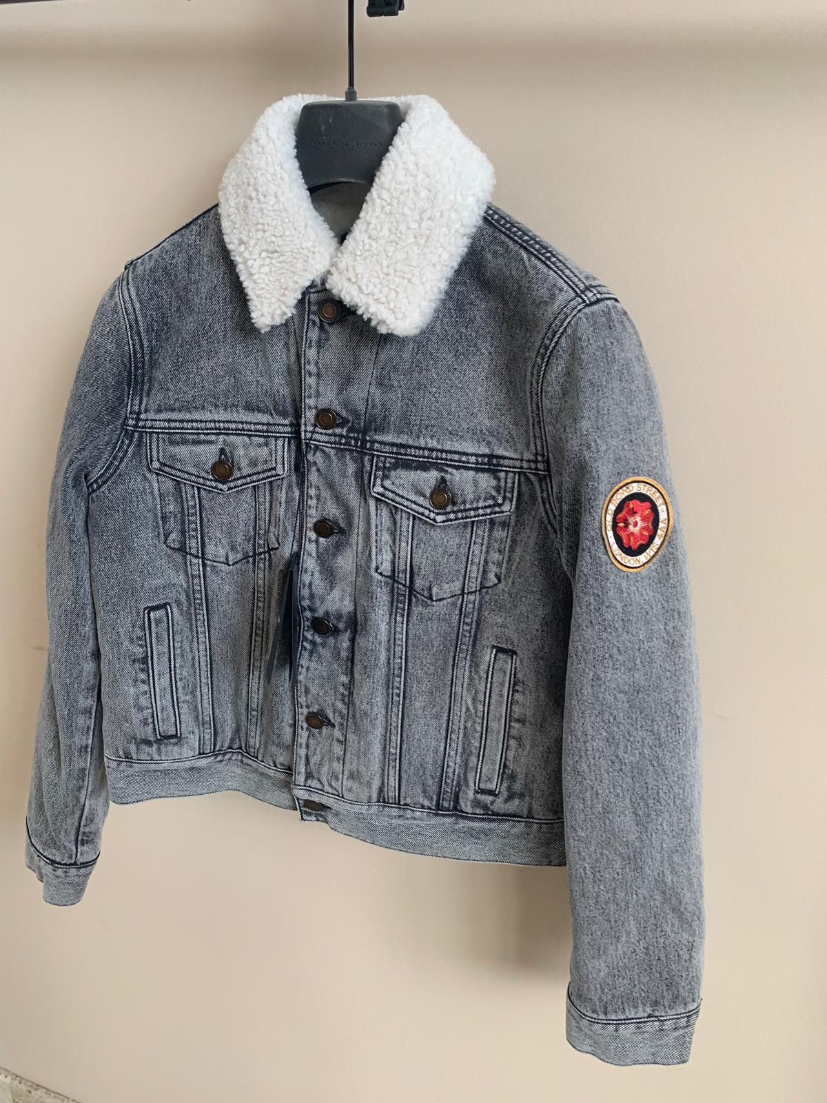 Saint Laurent Paris Denim Shearling Trucker in Light Black Size US XXS / EU 40 - 9 Thumbnail