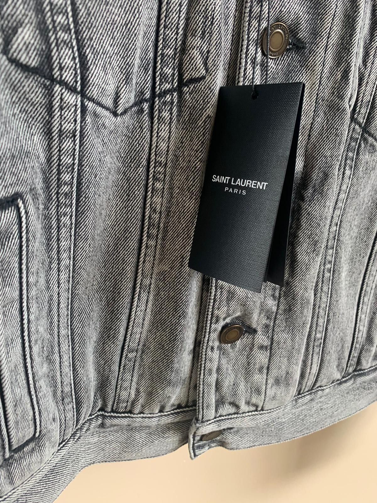Saint Laurent Paris Denim Shearling Trucker in Light Black Size US XXS / EU 40 - 10 Thumbnail