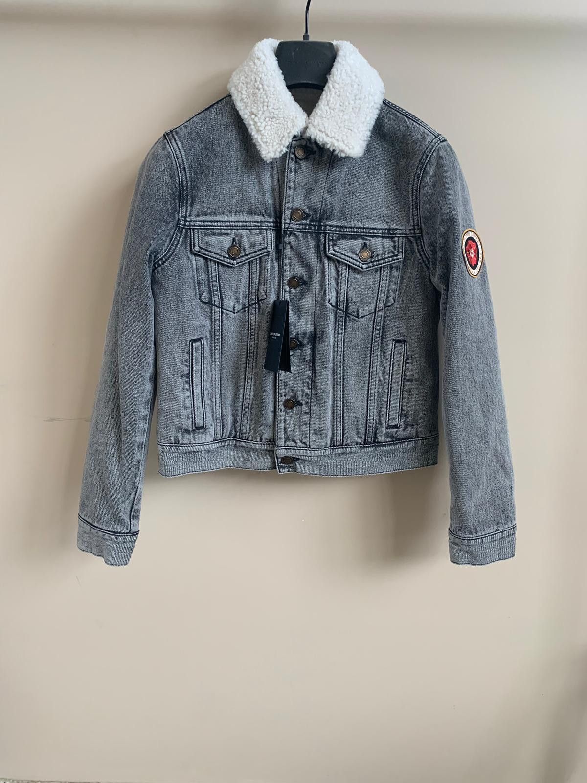 Saint Laurent Paris Denim Shearling Trucker in Light Black Size US XXS / EU 40 - 4 Thumbnail