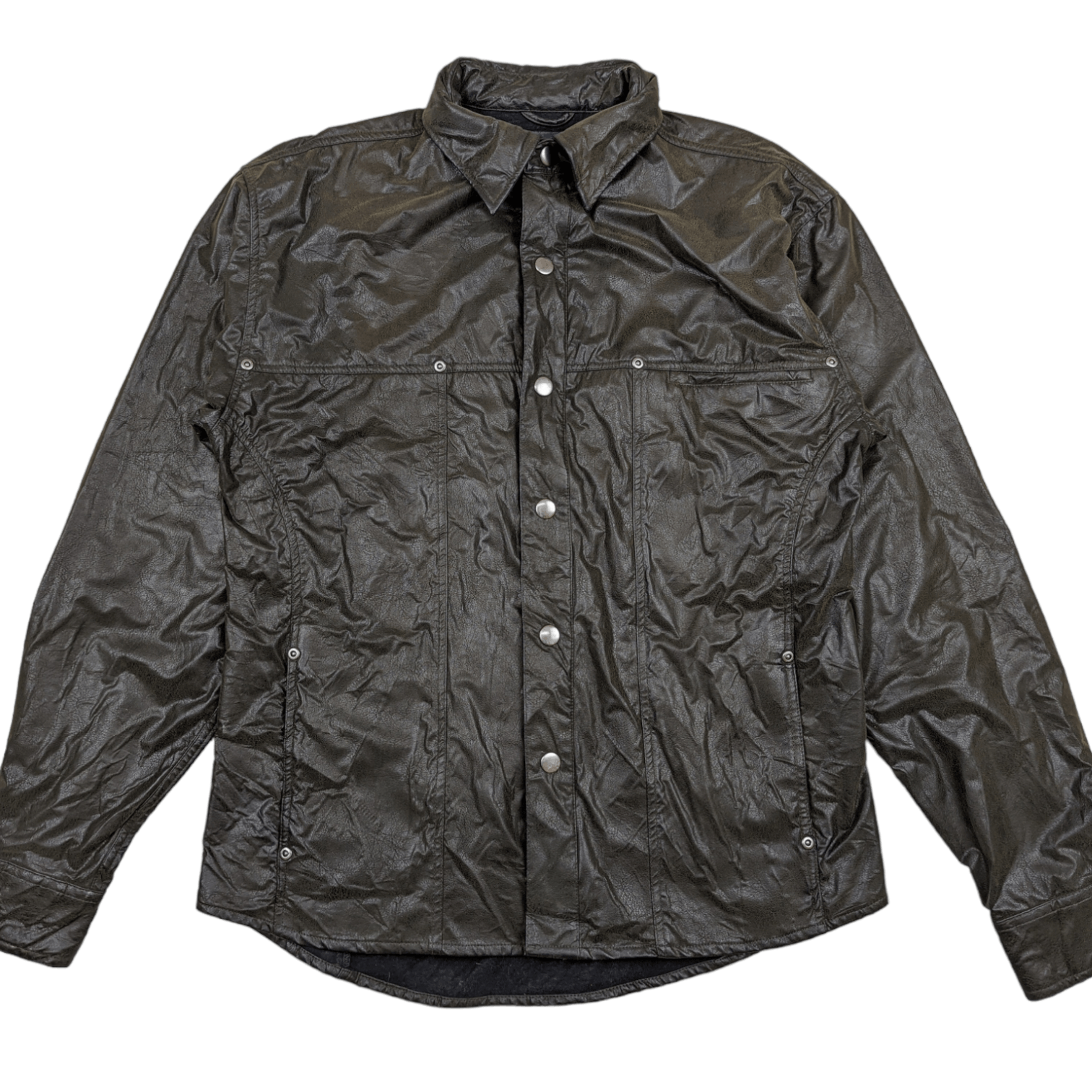Japanese Brand Japan NAVY FLAG Synthetic Leather Button Up Shirt Jacket Size US S / EU 44-46 / 1 - 3 Thumbnail