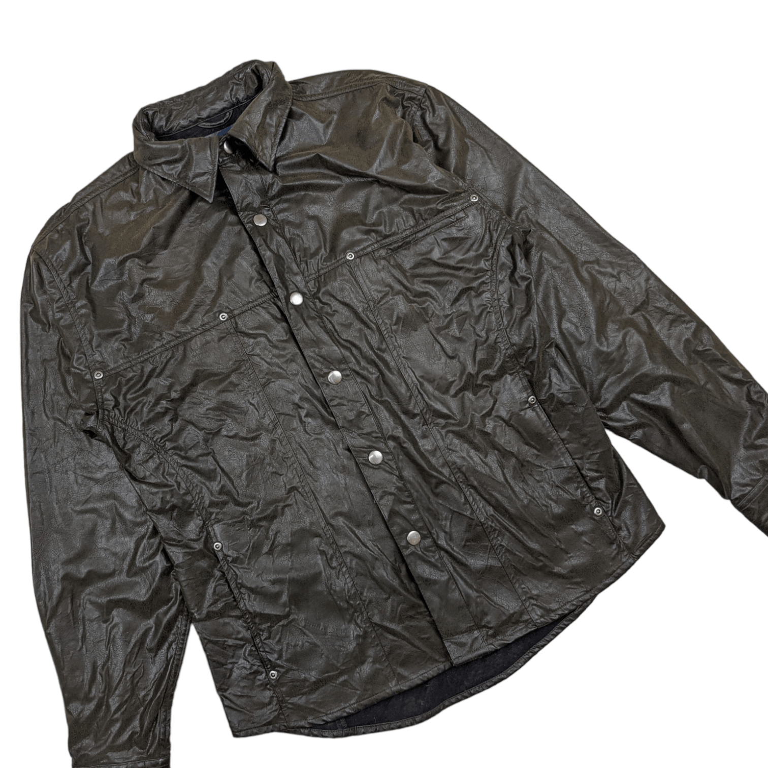Japanese Brand Japan NAVY FLAG Synthetic Leather Button Up Shirt Jacket Size US S / EU 44-46 / 1 - 2 Thumbnail
