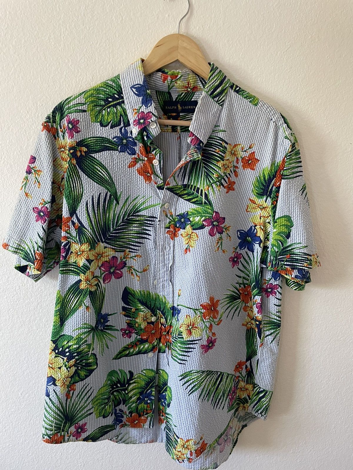 image of Polo Ralph Laurent Hawaiian Print Button Up, Men's (Size XL)