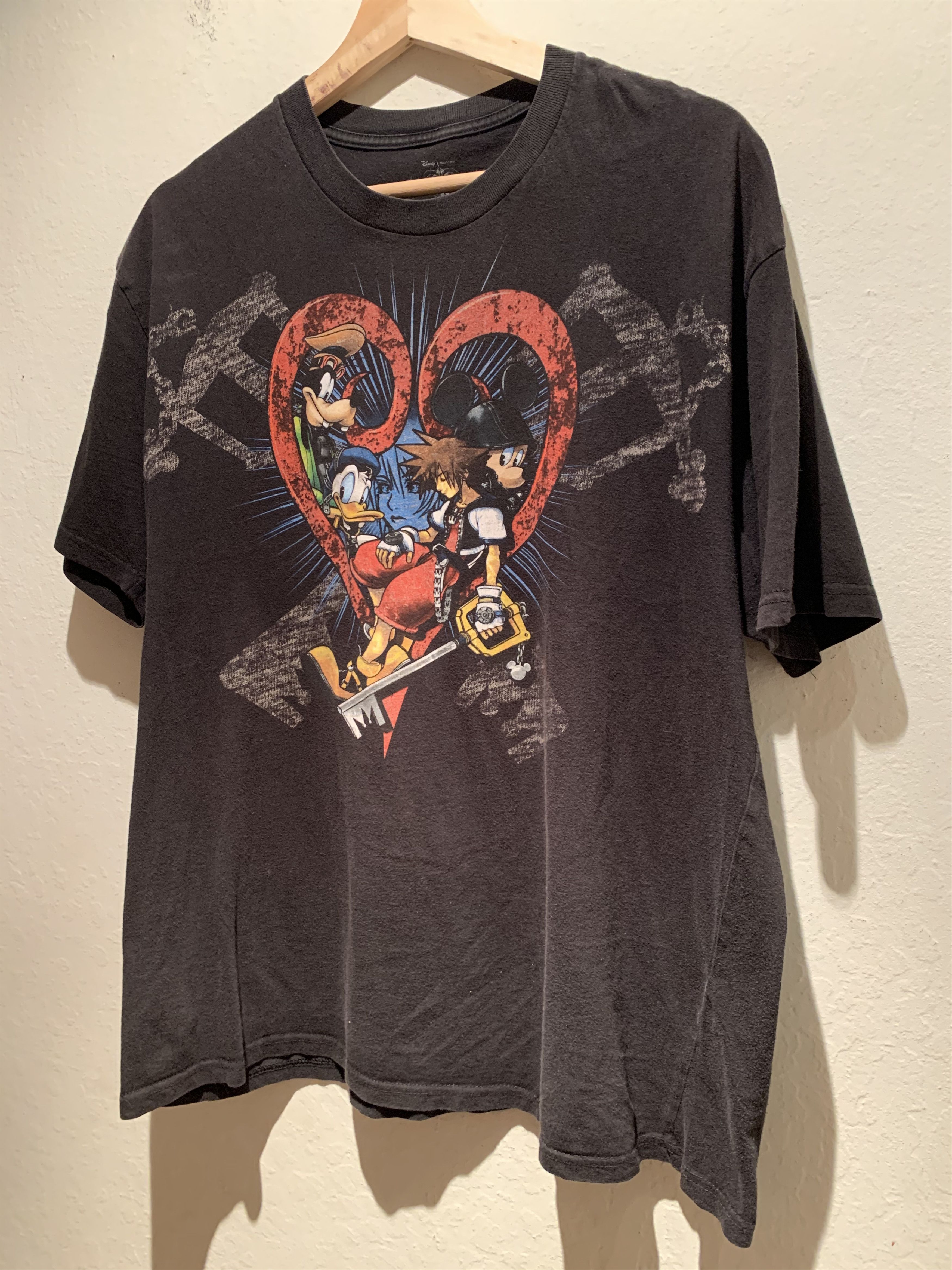 image of Disney Kingdom Hearts Big Graphic T-Shirt - XL in Black/Red/Gray, Men's