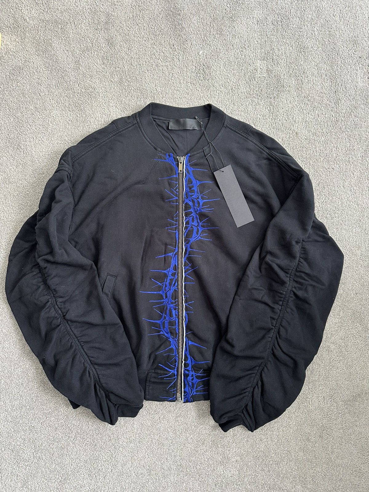 image of Haider Ackermann Ssense Exclusive Black And Blue Embroidered Bomber, Men's (Size XS)