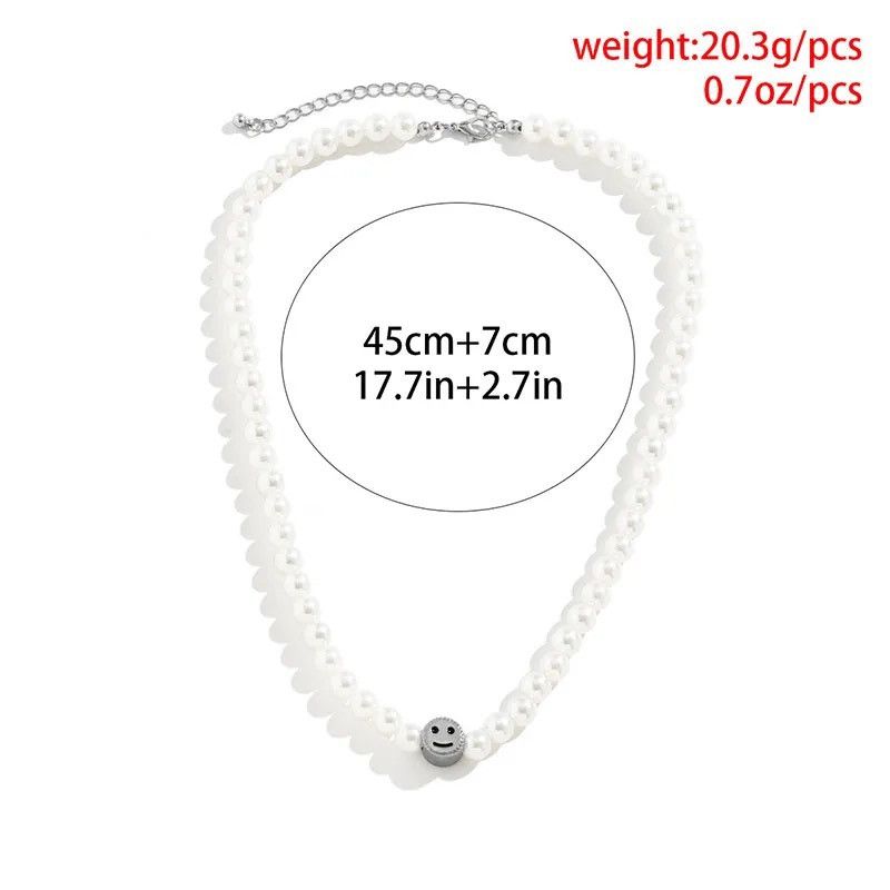Jewelry Smiley Charm Pearl Choker Necklace Size ONE SIZE - 4 Thumbnail