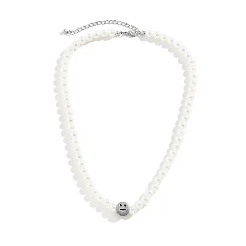 Jewelry Smiley Charm Pearl Choker Necklace Size ONE SIZE - 3 Thumbnail