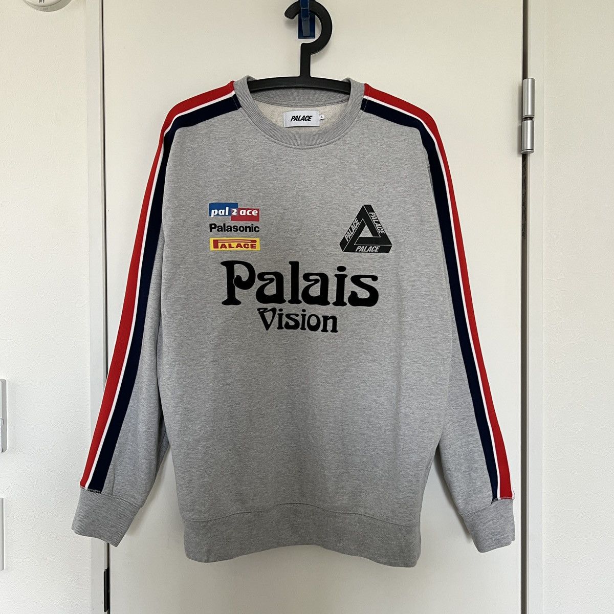 Palace Palace Flag Stripe Crew (Grey Marl) | Grailed