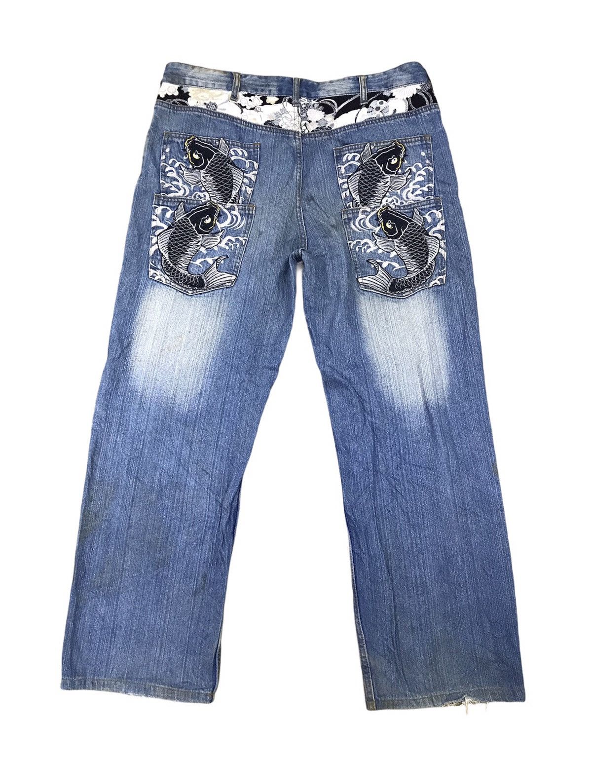 Japanese Brand × Kings Of Indigo Sukajan Koi fish denim nice design Size US 34 / EU 50 - 1 Thumbnail