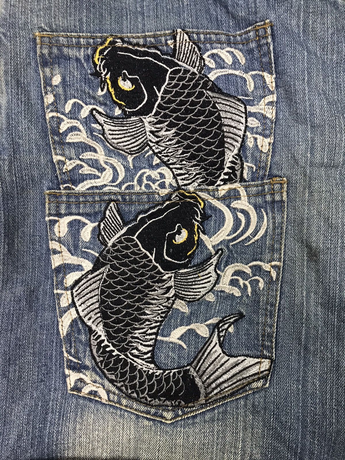 Japanese Brand × Kings Of Indigo Sukajan Koi fish denim nice design Size US 34 / EU 50 - 5 Thumbnail