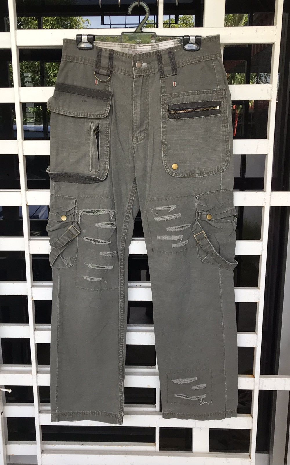 Japanese brand Sun Hing Multi pocket Distress Design Pants