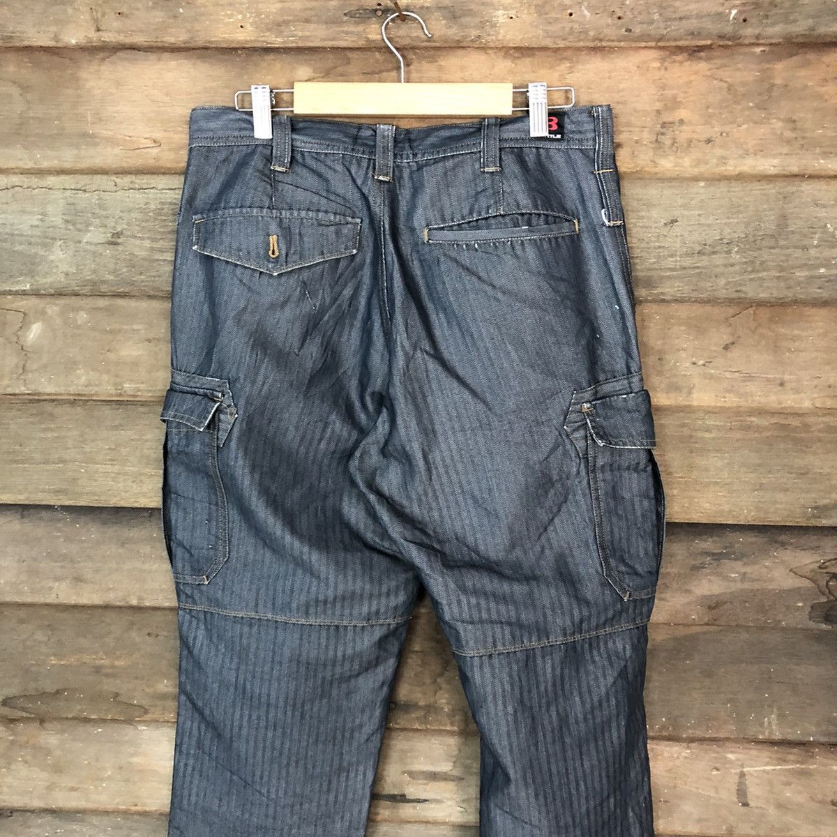 Japanese Brand Burtle Dark blue dirty multi pocket Cargo Pants #6907 Size US 32 / EU 48 - 11 Thumbnail