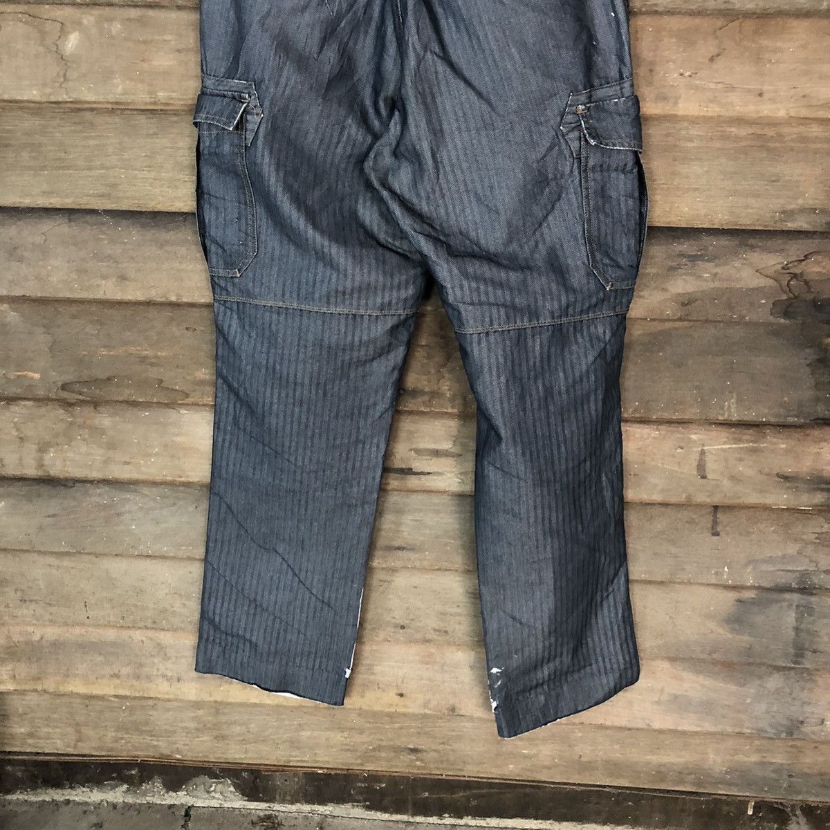 Japanese Brand Burtle Dark blue dirty multi pocket Cargo Pants #6907 Size US 32 / EU 48 - 12 Thumbnail