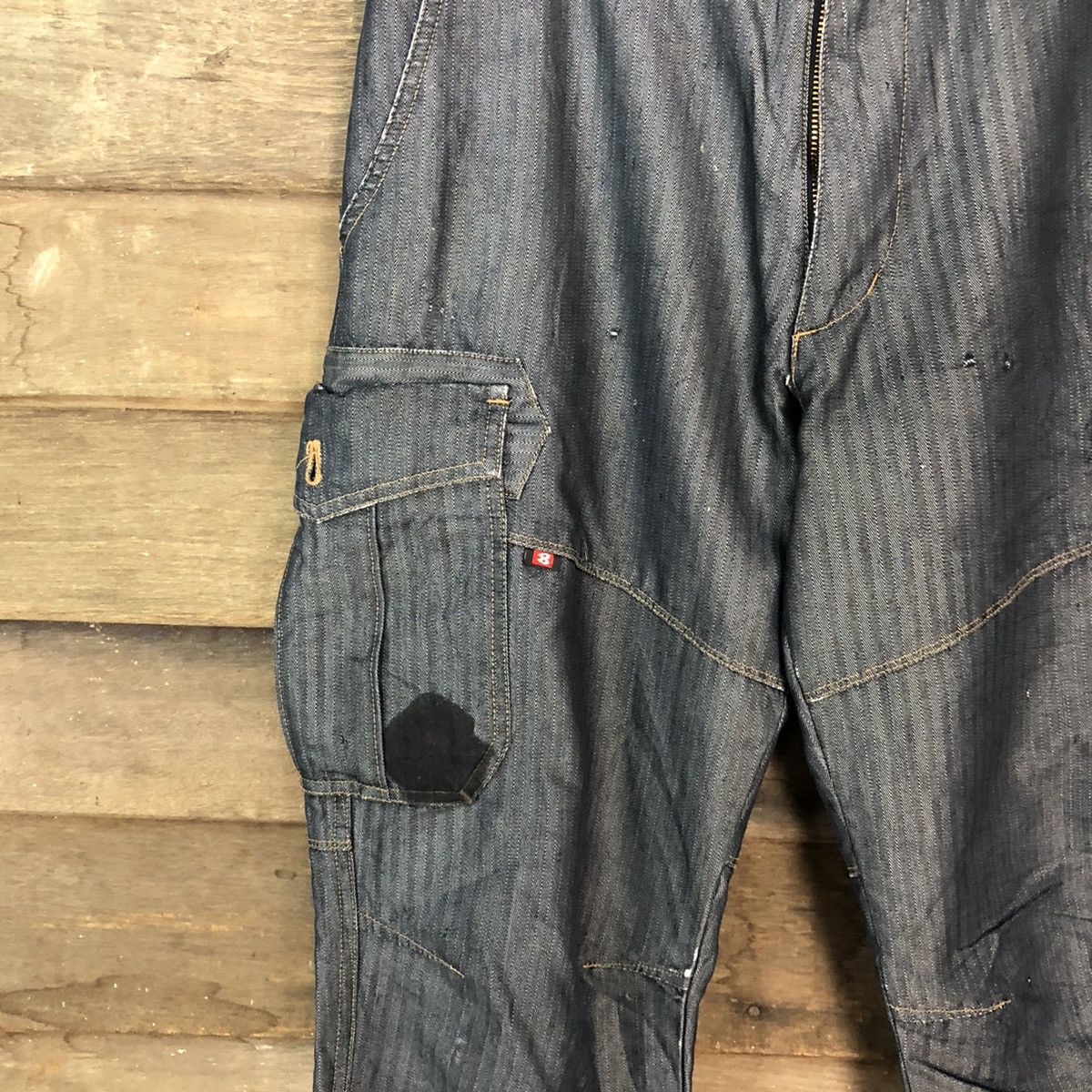 Japanese Brand Burtle Dark blue dirty multi pocket Cargo Pants #6907 Size US 32 / EU 48 - 6 Thumbnail
