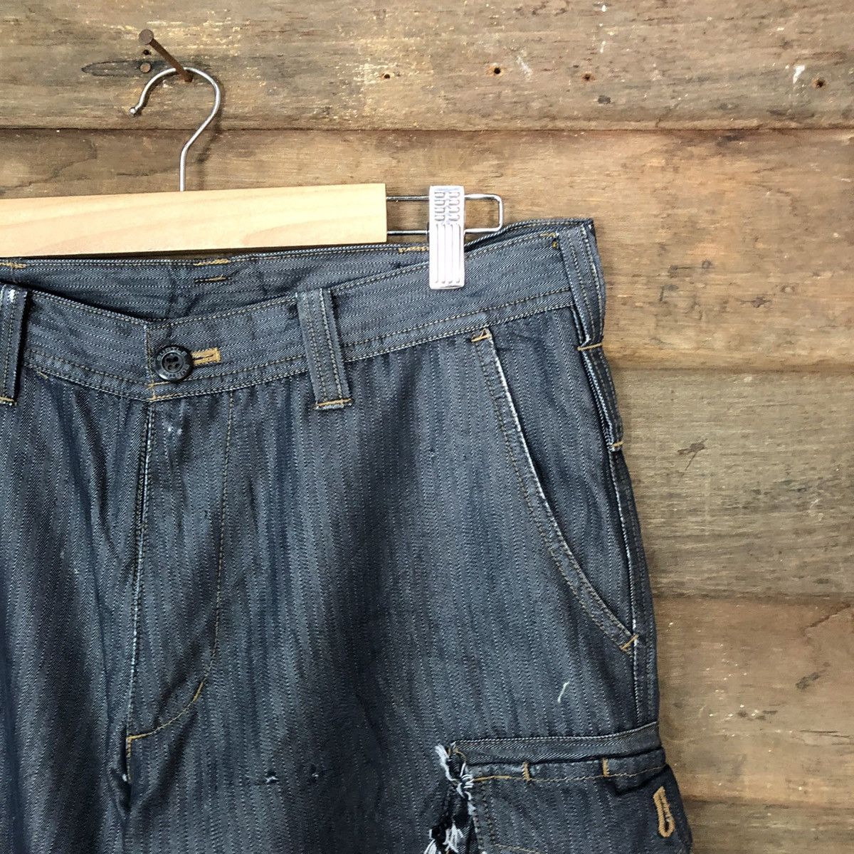 Japanese Brand Burtle Dark blue dirty multi pocket Cargo Pants #6907 Size US 32 / EU 48 - 5 Thumbnail