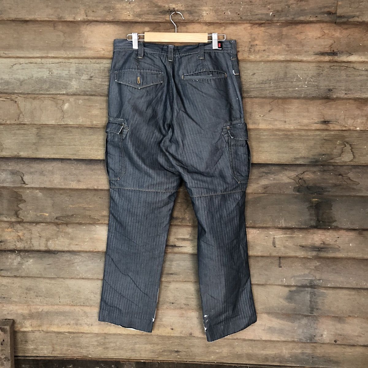 Japanese Brand Burtle Dark blue dirty multi pocket Cargo Pants #6907 Size US 32 / EU 48 - 10 Thumbnail