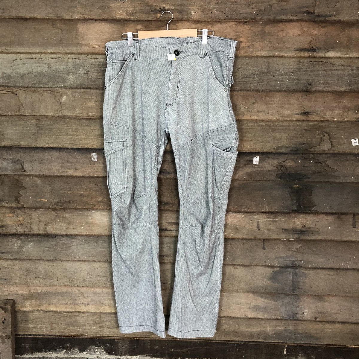 Japanese Brand Field Core Grey checkered multi pocket Cargo Pants #4566 Size US 35 - 1 Thumbnail