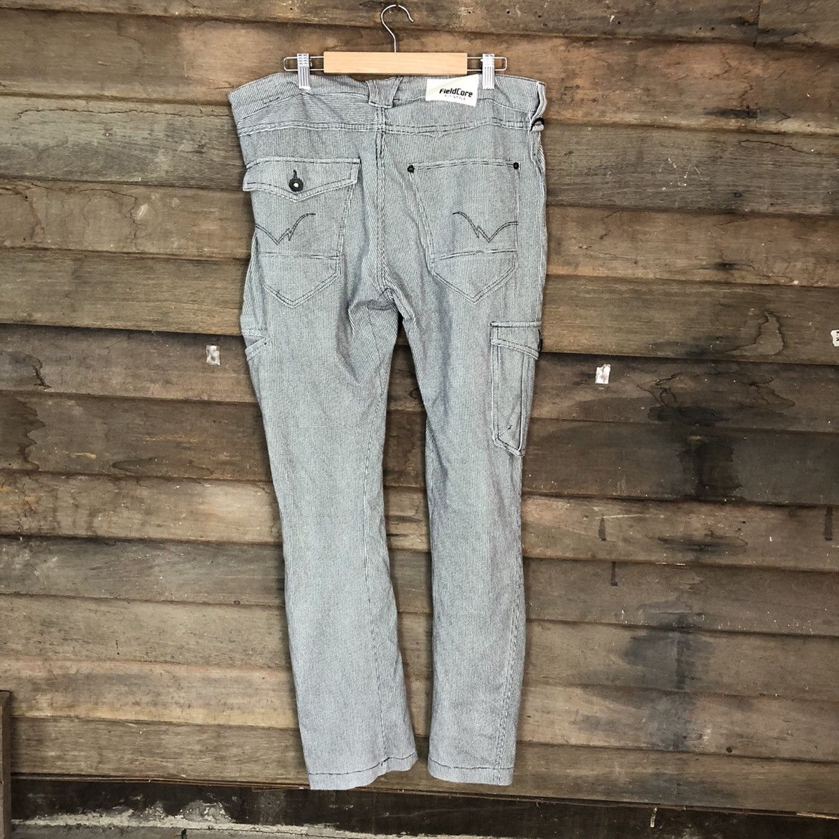 Japanese Brand Field Core Grey checkered multi pocket Cargo Pants #4566 Size US 35 - 11 Thumbnail