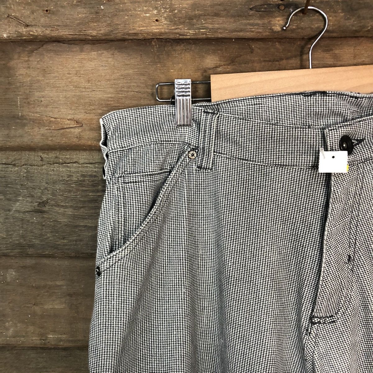 Japanese Brand Field Core Grey checkered multi pocket Cargo Pants #4566 Size US 35 - 4 Thumbnail