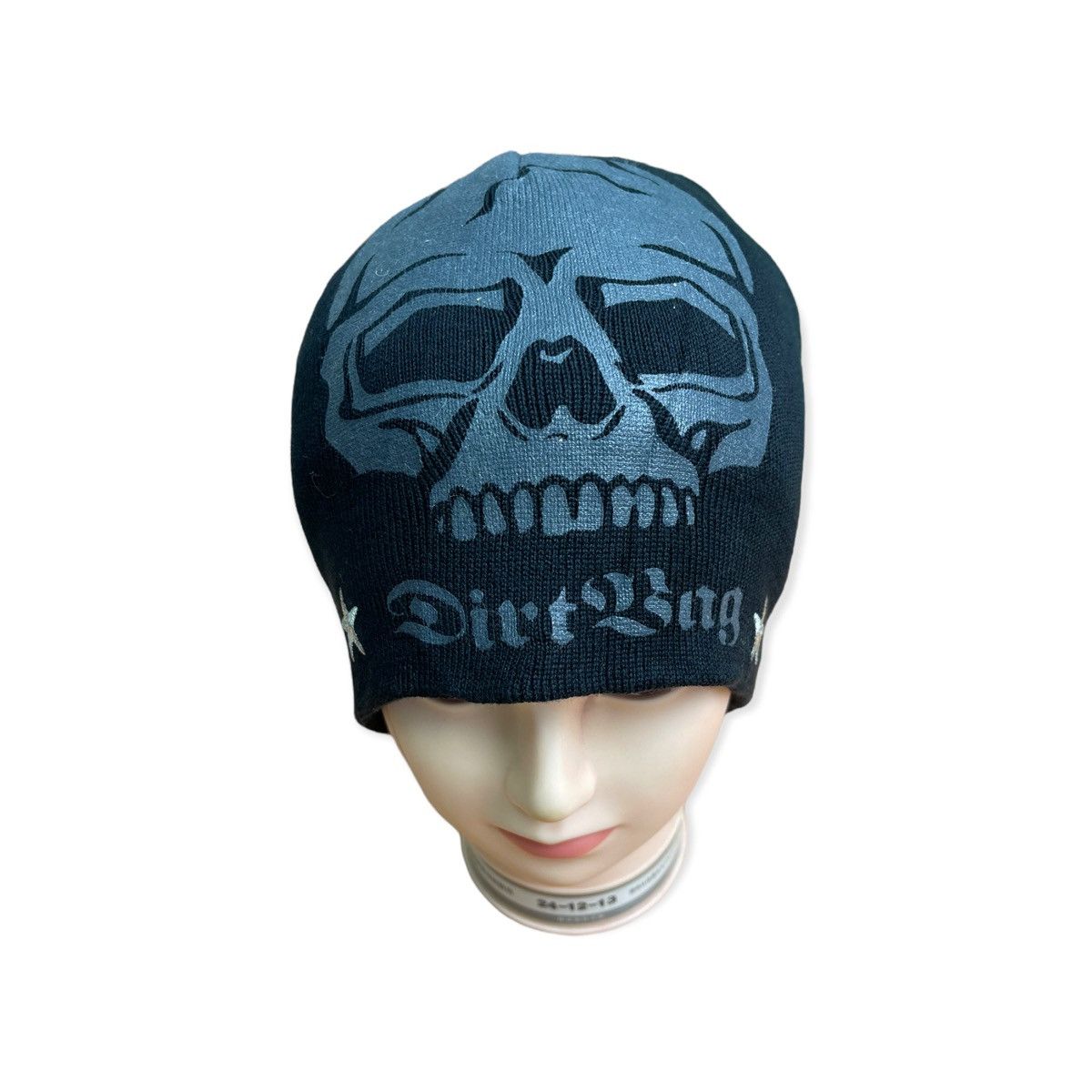 Vintage Dirt Bag Big Skull Printed Star Embroidered Beanie Hat b2 Size ONE SIZE - 3 Thumbnail
