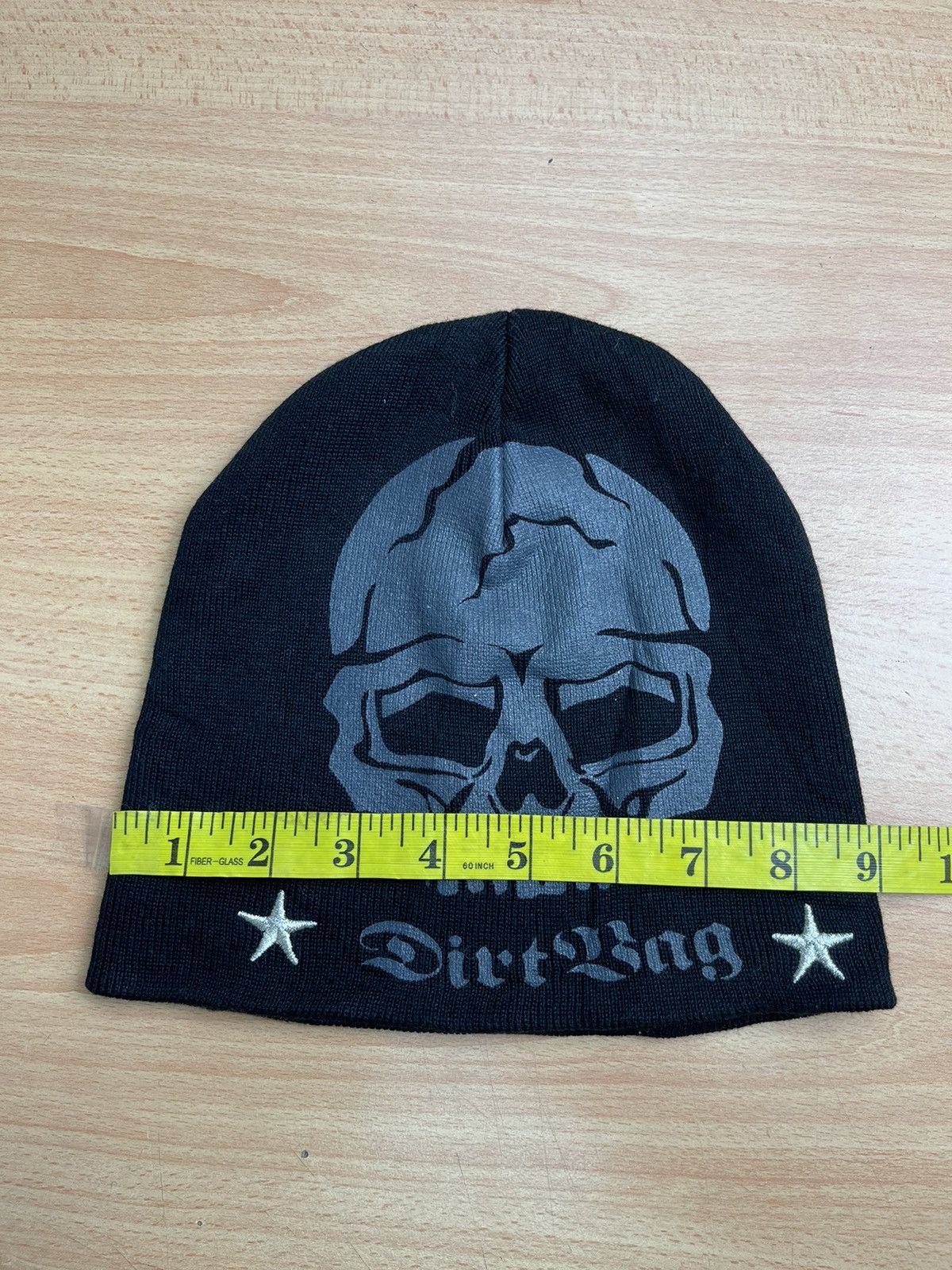 Vintage Dirt Bag Big Skull Printed Star Embroidered Beanie Hat b2 Size ONE SIZE - 8 Thumbnail
