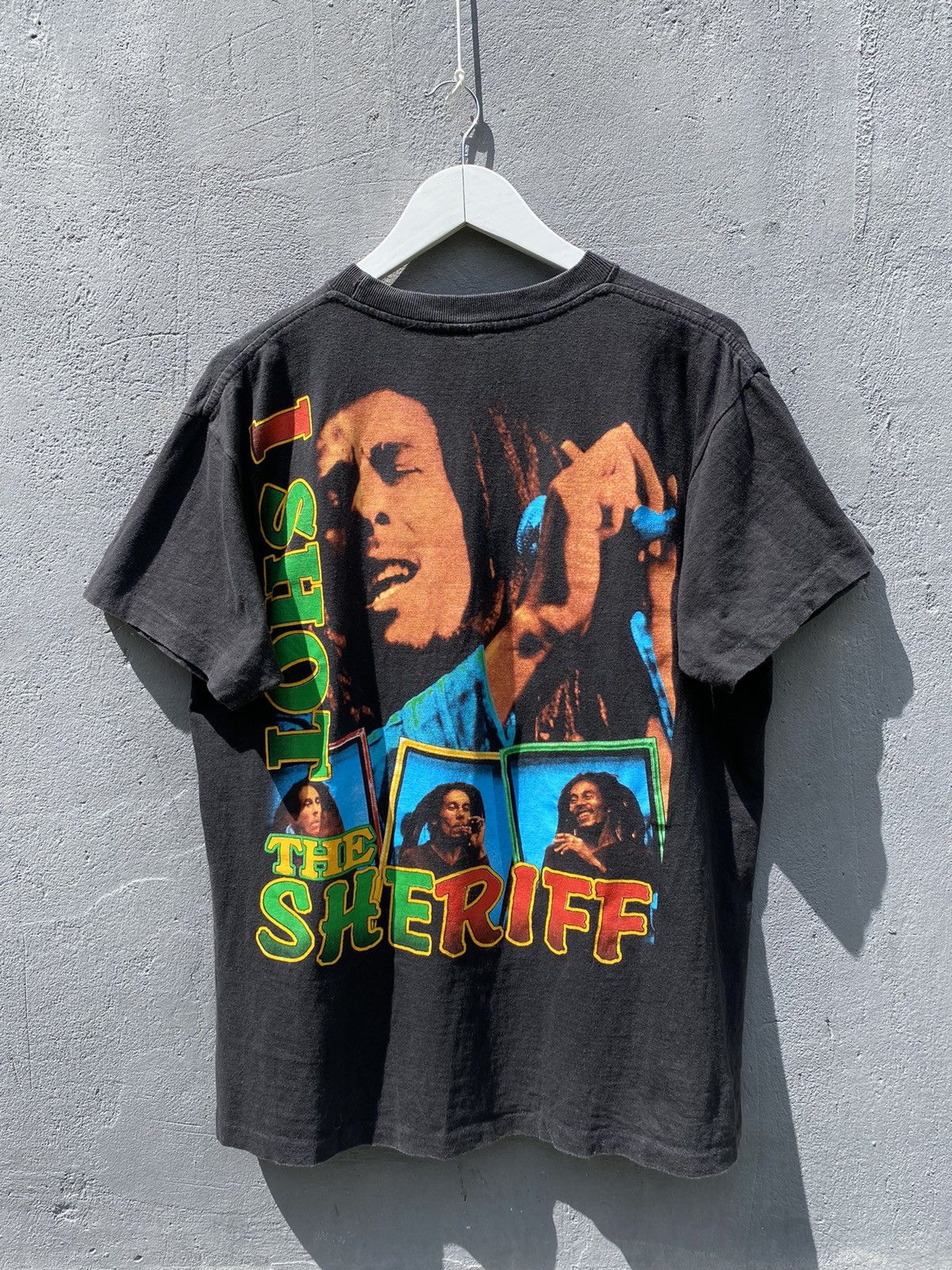 Band Tees RARE👮‍♀️Vintage 90s Bob Marley I Shot The Sheriff Allover Tee Size US L / EU 52-54 / 3 - 2 Thumbnail