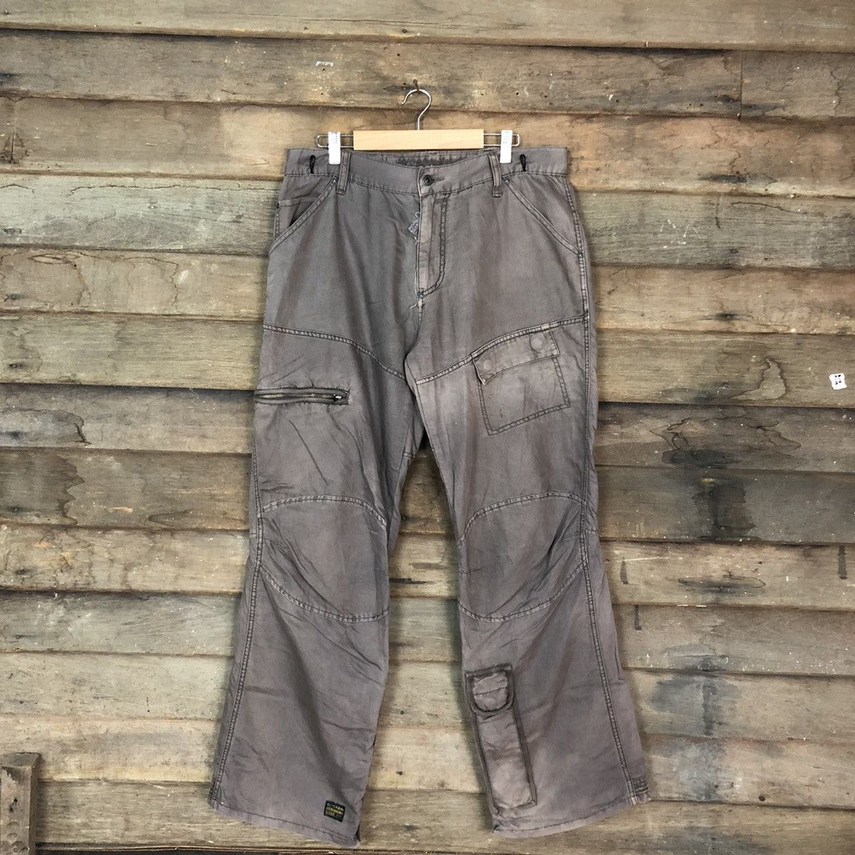 image of G Star Raw G.star Raw Grey Multipocket Double Knee Cargo Pants A021, Men's (Size 34)