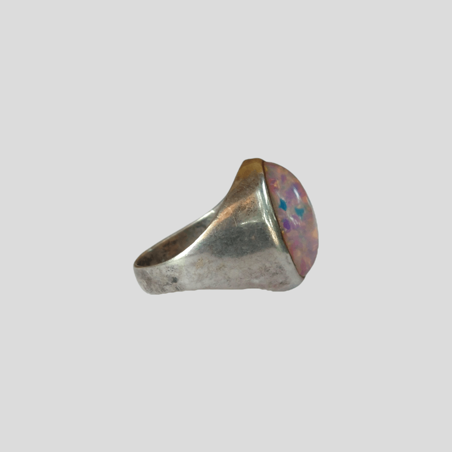 Vintage Vintage Sterling Silver Ring Faux Opal Size 9 Modern Size ONE SIZE - 4 Thumbnail