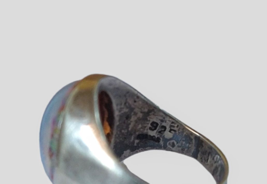 Vintage Vintage Sterling Silver Ring Faux Opal Size 9 Modern Size ONE SIZE - 10 Thumbnail