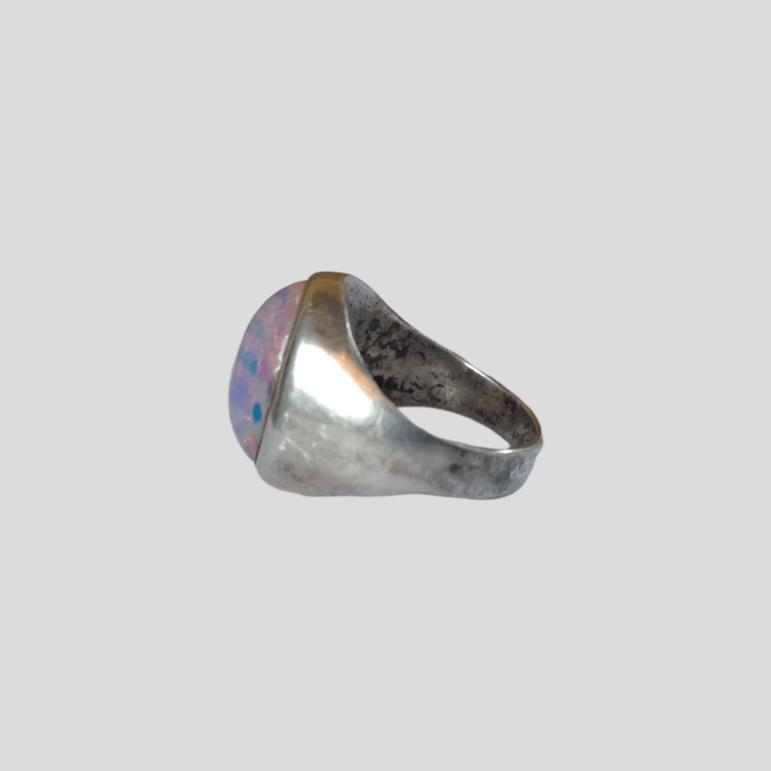 Vintage Vintage Sterling Silver Ring Faux Opal Size 9 Modern Size ONE SIZE - 5 Thumbnail
