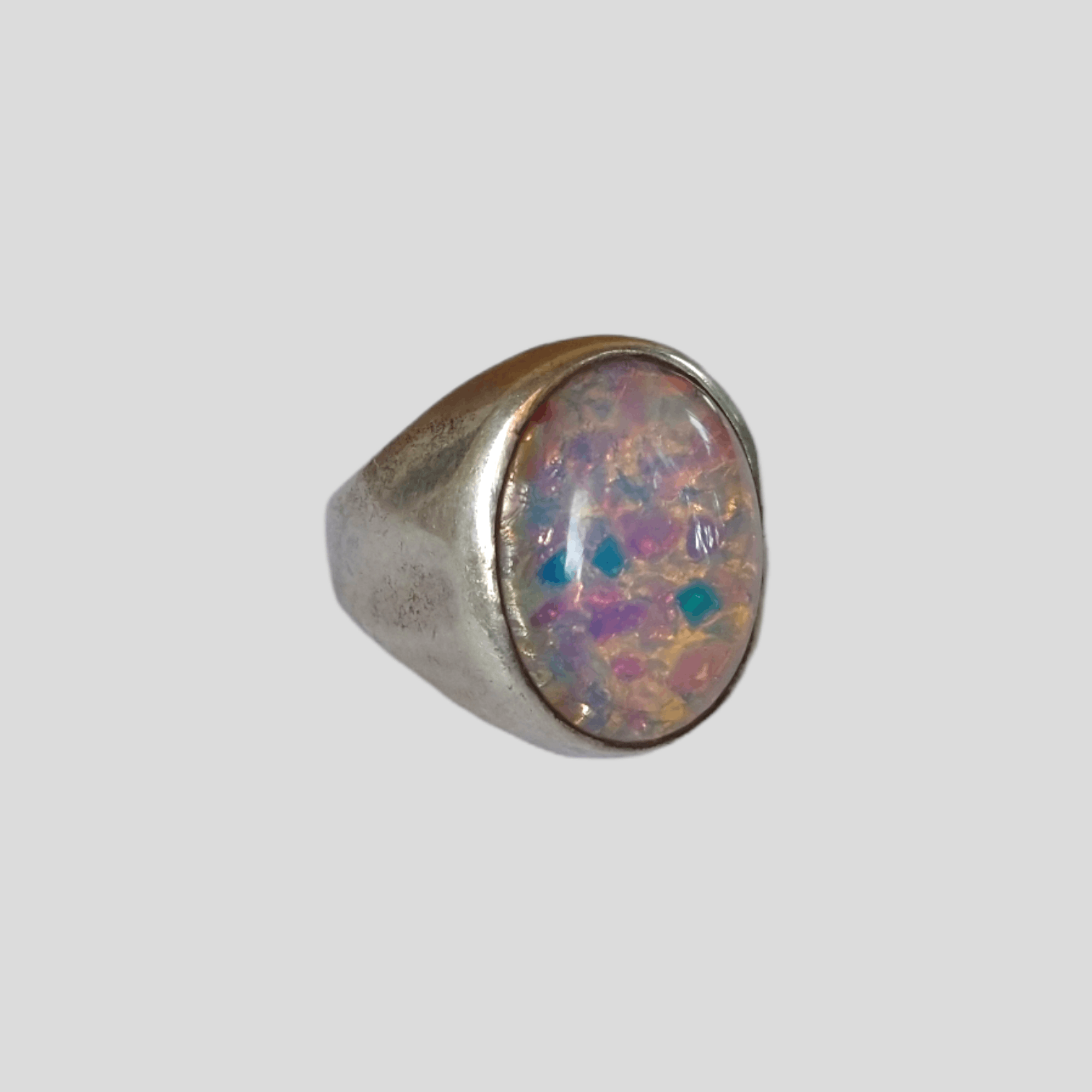 Vintage Vintage Sterling Silver Ring Faux Opal Size 9 Modern Size ONE SIZE - 2 Thumbnail