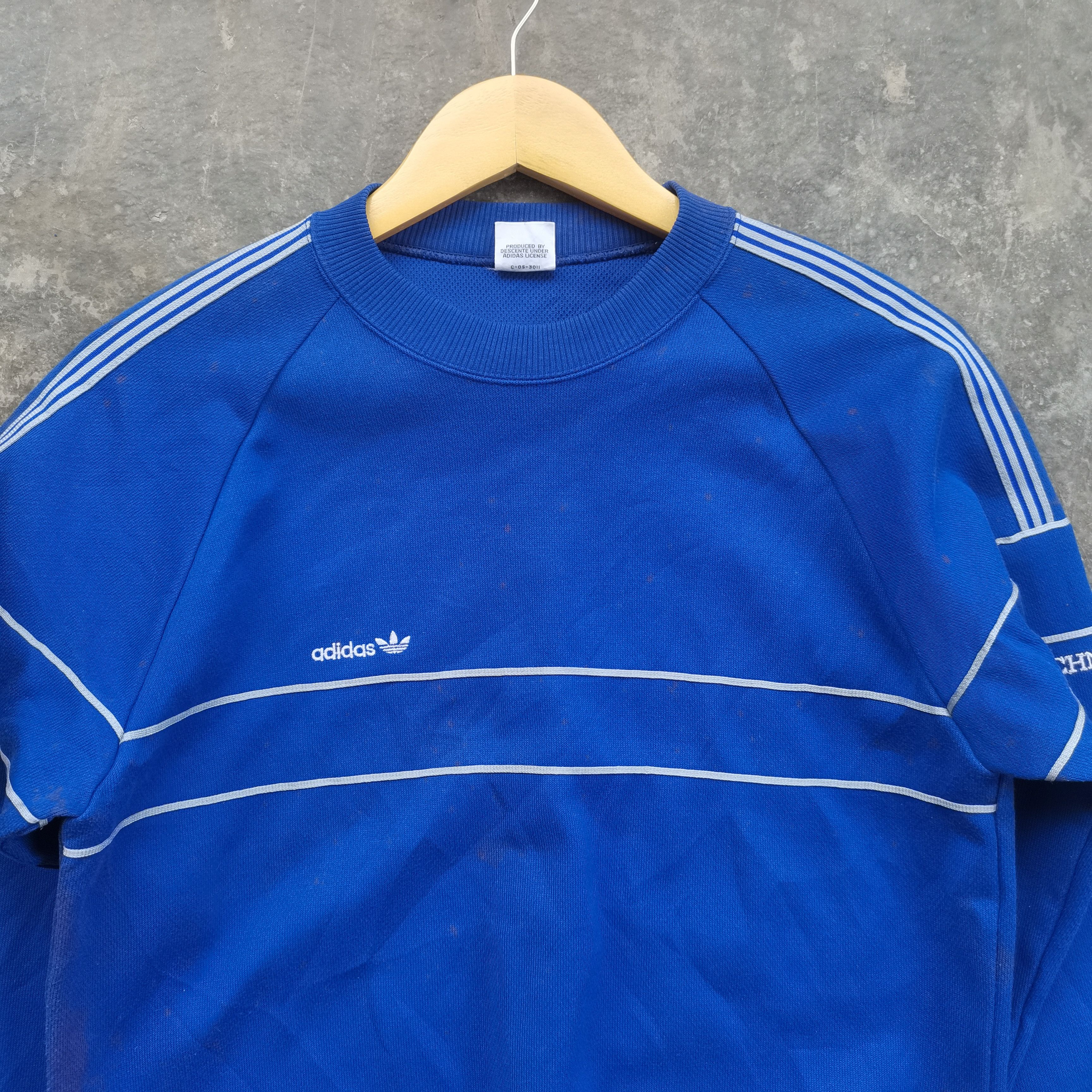 Adidas × Descente × Vintage Vintage 80s ADIDAS TECHNO Acid Wash 3 Stripes Sweatshirt Size US M / EU 48-50 / 2 - 4 Thumbnail