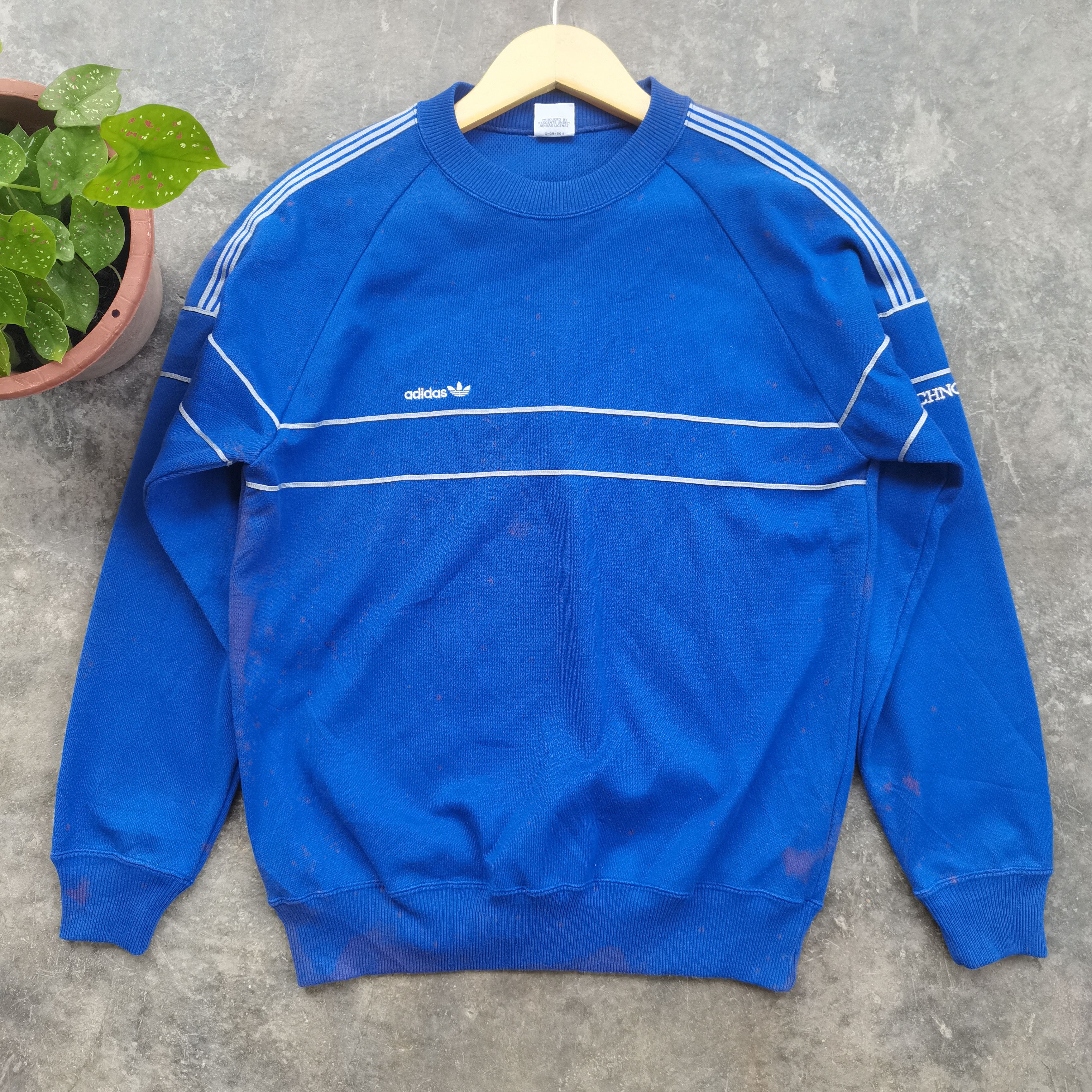 Adidas × Descente × Vintage Vintage 80s ADIDAS TECHNO Acid Wash 3 Stripes Sweatshirt Size US M / EU 48-50 / 2 - 2 Thumbnail